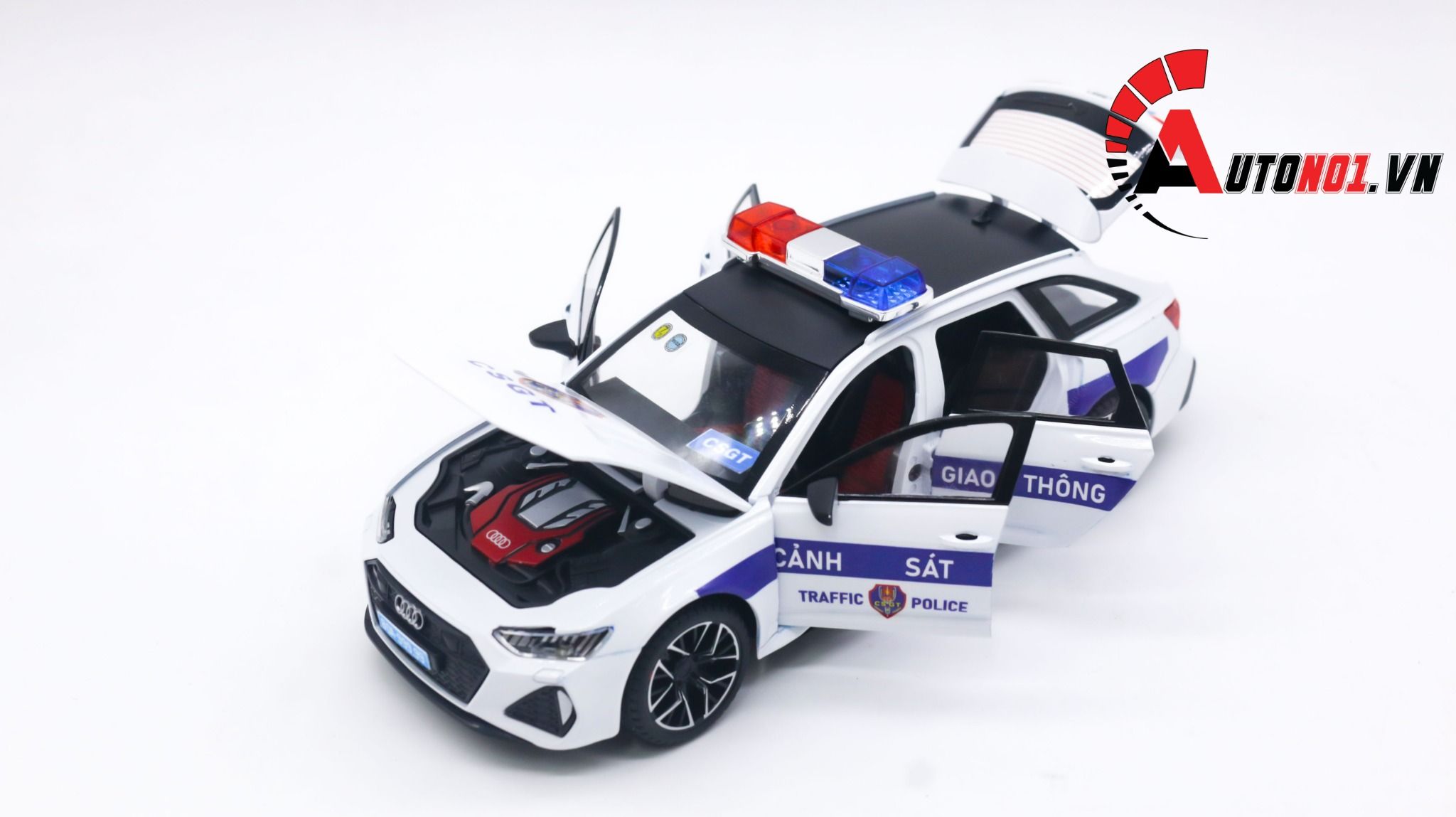 Mô hình xe ô tô độ CSGT Audi RS6 full open tỉ lệ 1:24 Autono1 Jinlifang OT216