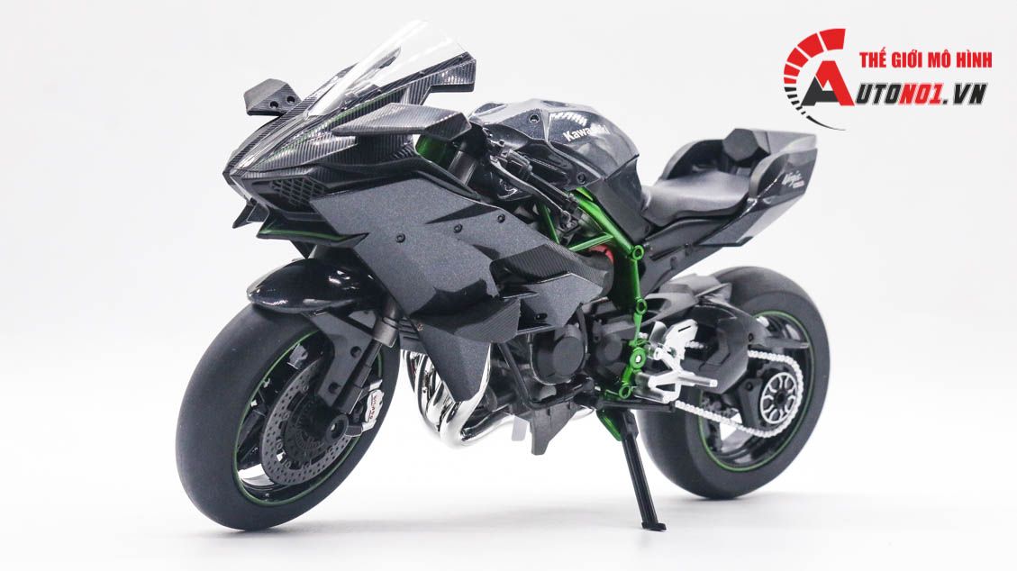 Mô hình xe Kawasaki Ninja H2 H2R tỉ lệ 1:9 Huayi Alloy 8134