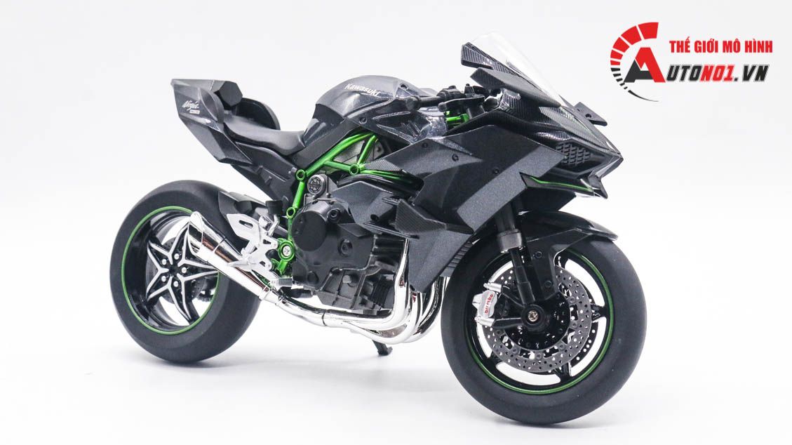 Mô hình xe Kawasaki Ninja H2 H2R tỉ lệ 1:9 Huayi Alloy 8134