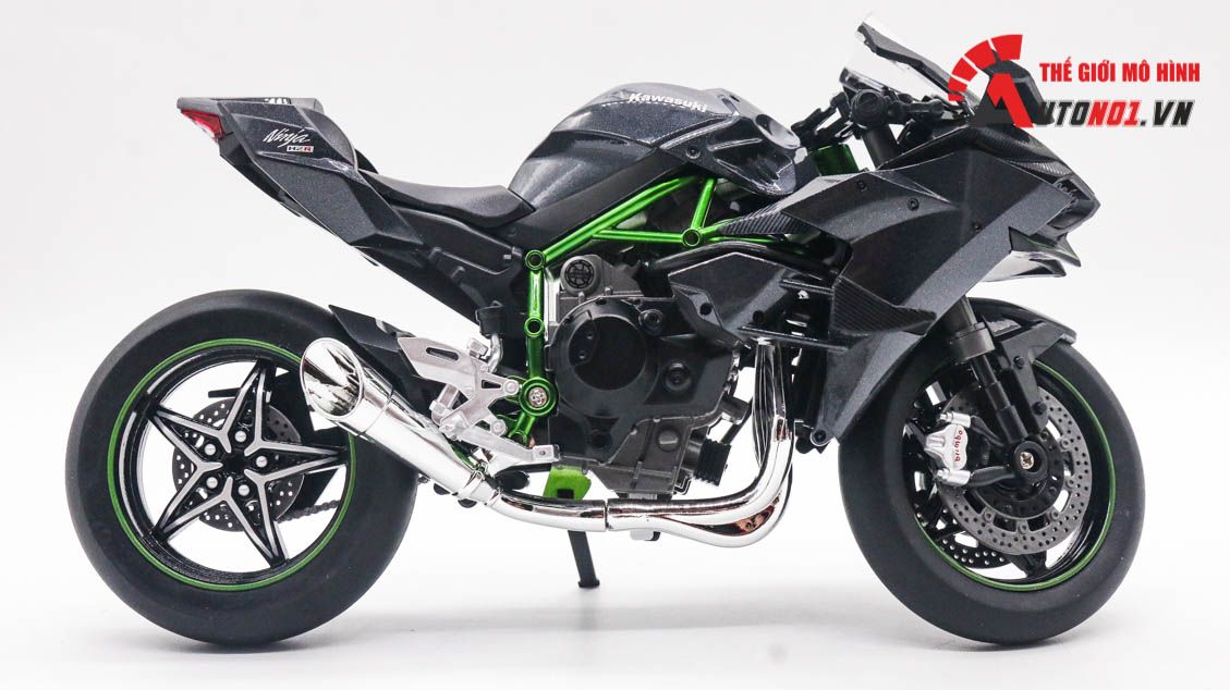 Mô hình xe Kawasaki Ninja H2 H2R tỉ lệ 1:9 Huayi Alloy 8134