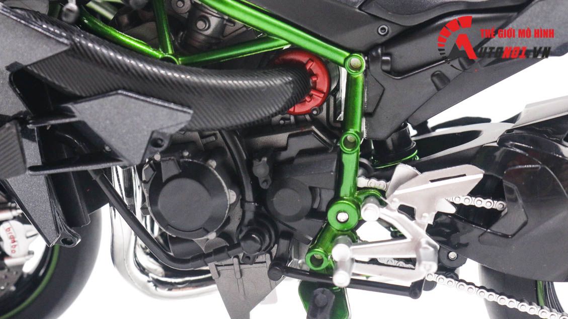 Mô hình xe Kawasaki Ninja H2 H2R tỉ lệ 1:9 Huayi Alloy 8134