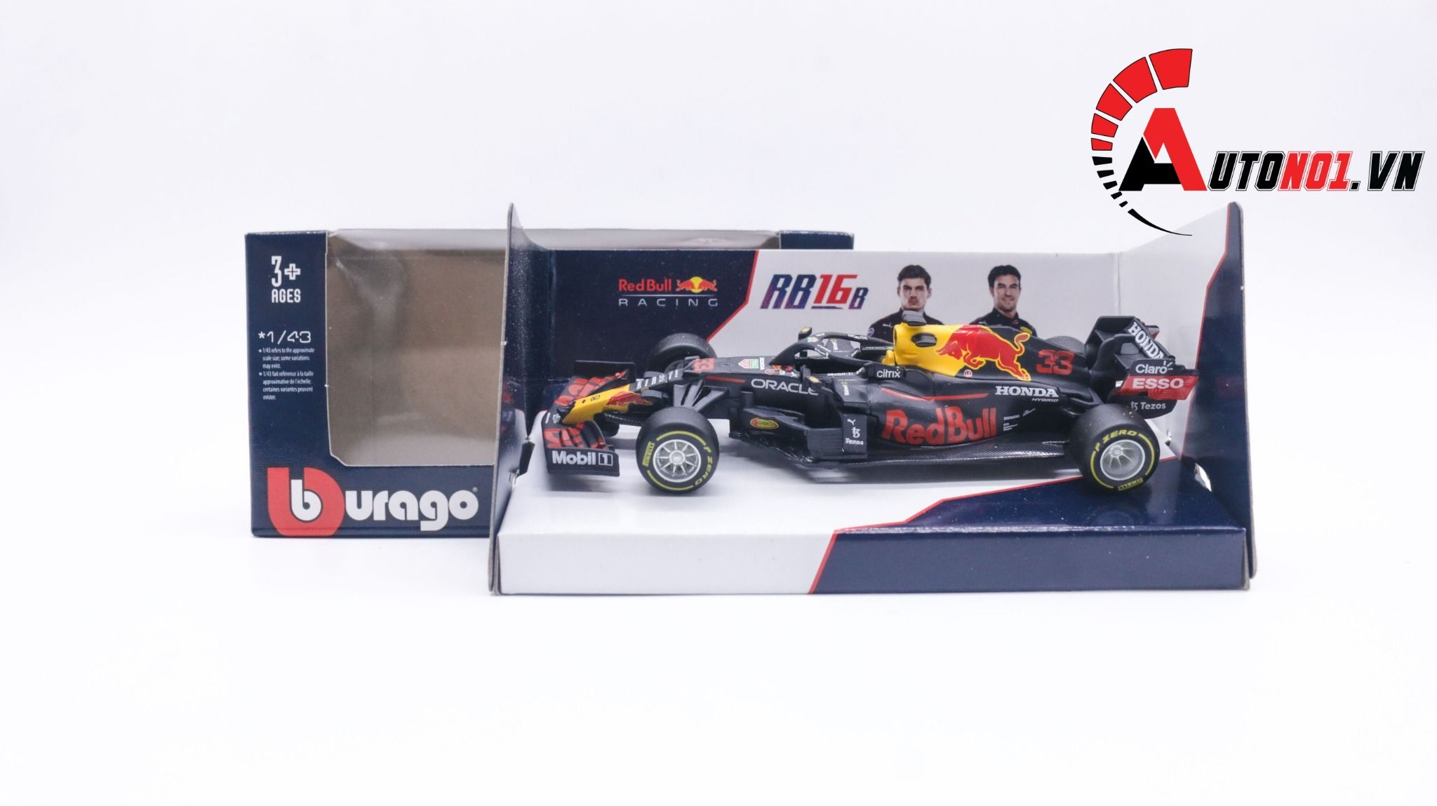 Mô hình xe đua F1 Red Bull Racing Honda RB16 #33 Max Verstappe 2021 tỉ lệ 1:43 Bburago OT208