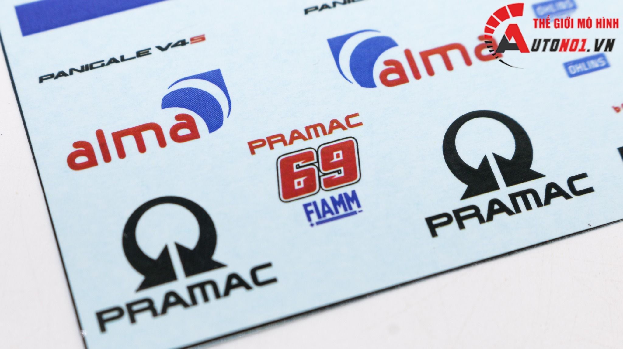  Decal nước độ Ducati Panigale V4S - Pramac Alma tỉ lệ 1:12 Autono1 DC603d 