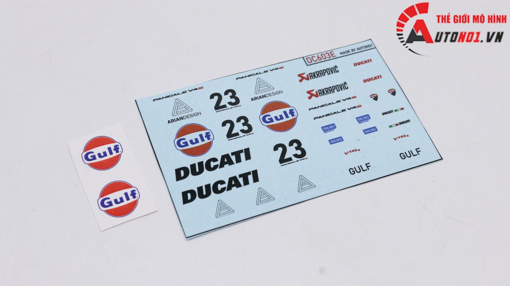  Decal nước độ Ducati Panigale V4S - Gulf V2 tỉ lệ 1:12 Autono1 DC603e 