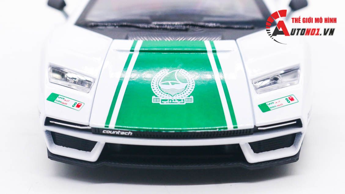 Mô hình xe Lamborghini Countach LPI800-4 police Dubai đánh lái được tỉ lệ 1:24 Jinlifang OT480