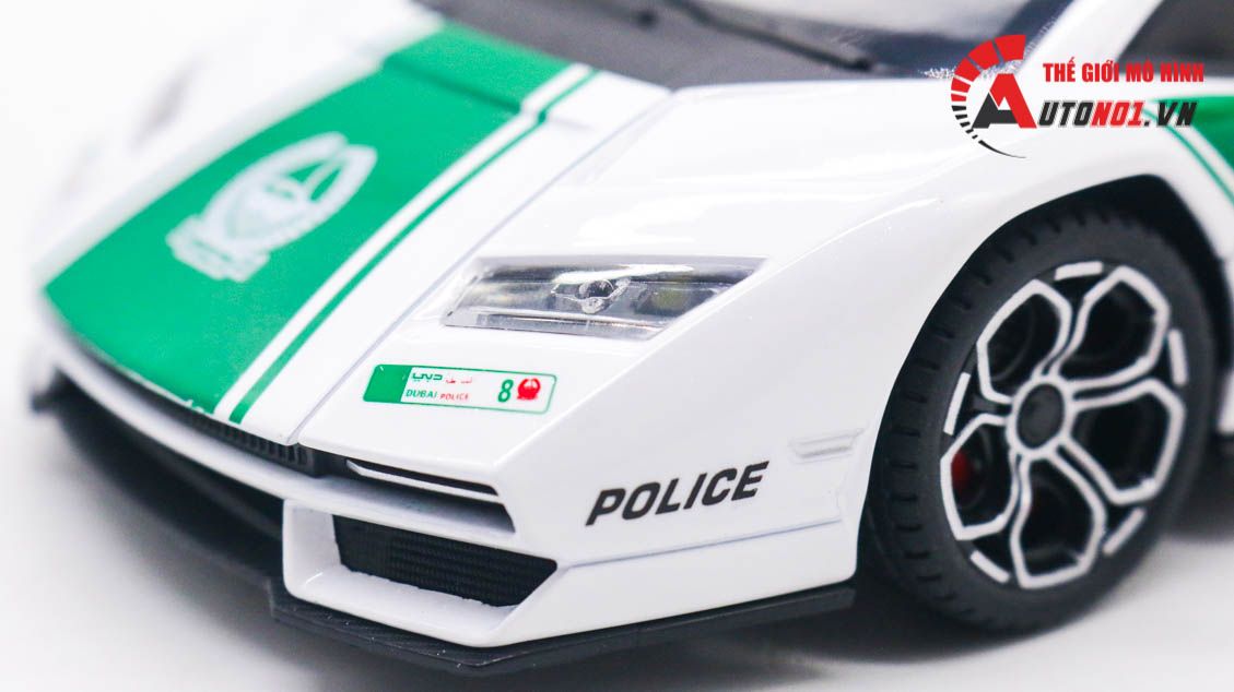 Mô hình xe Lamborghini Countach LPI800-4 police Dubai đánh lái được tỉ lệ 1:24 Jinlifang OT480
