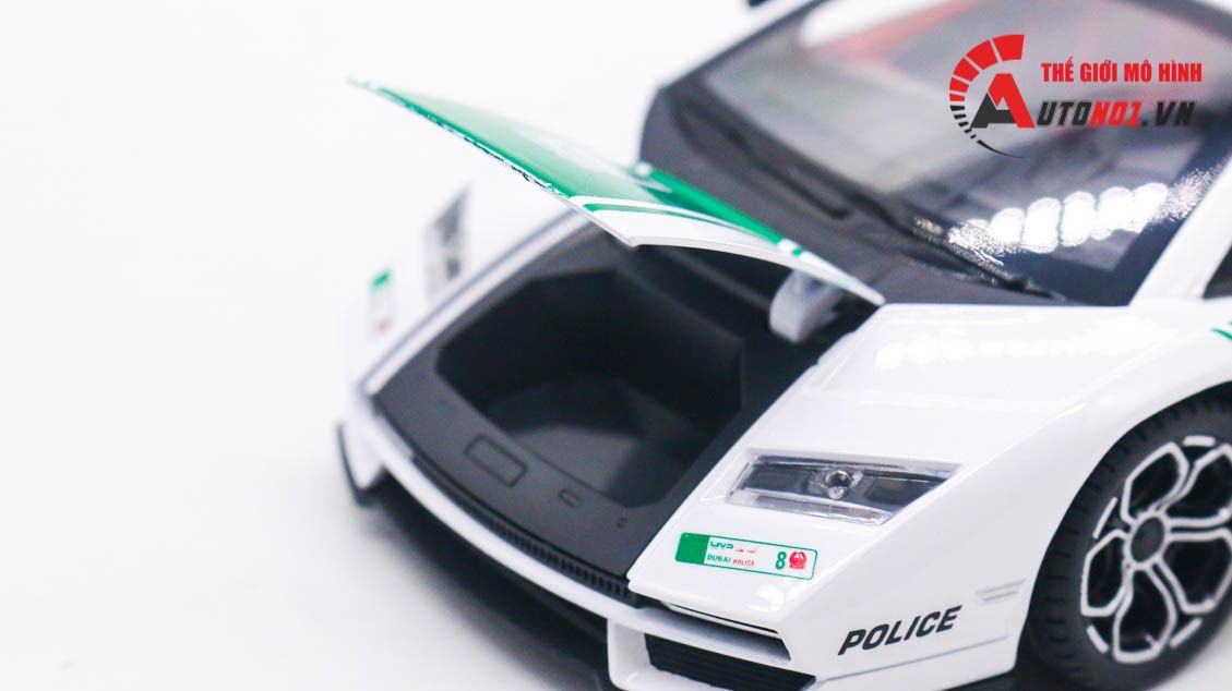 Mô hình xe Lamborghini Countach LPI800-4 police Dubai đánh lái được tỉ lệ 1:24 Jinlifang OT480