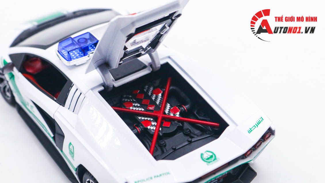 Mô hình xe Lamborghini Countach LPI800-4 police Dubai đánh lái được tỉ lệ 1:24 Jinlifang OT480