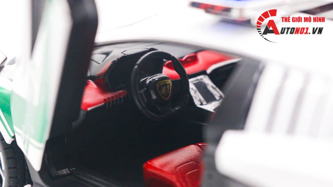 Mô hình xe Lamborghini Countach LPI800-4 police Dubai đánh lái được tỉ lệ 1:24 Jinlifang OT480