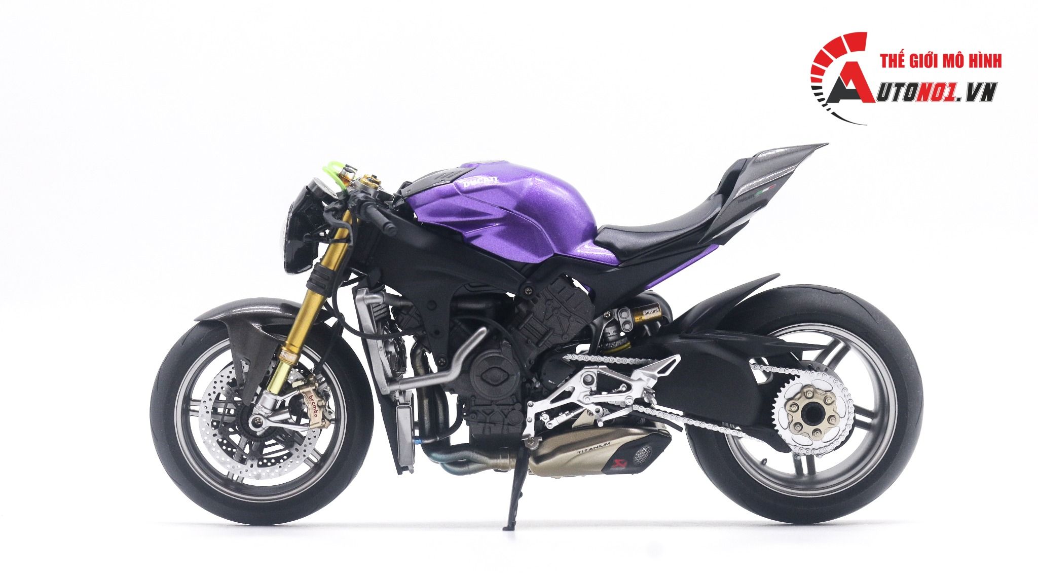  Mô hình xe cao cấp Ducati V4 Panigale Cafe Racer tím titan cao cấp độ nồi khô 1:12 Tamiya D202 