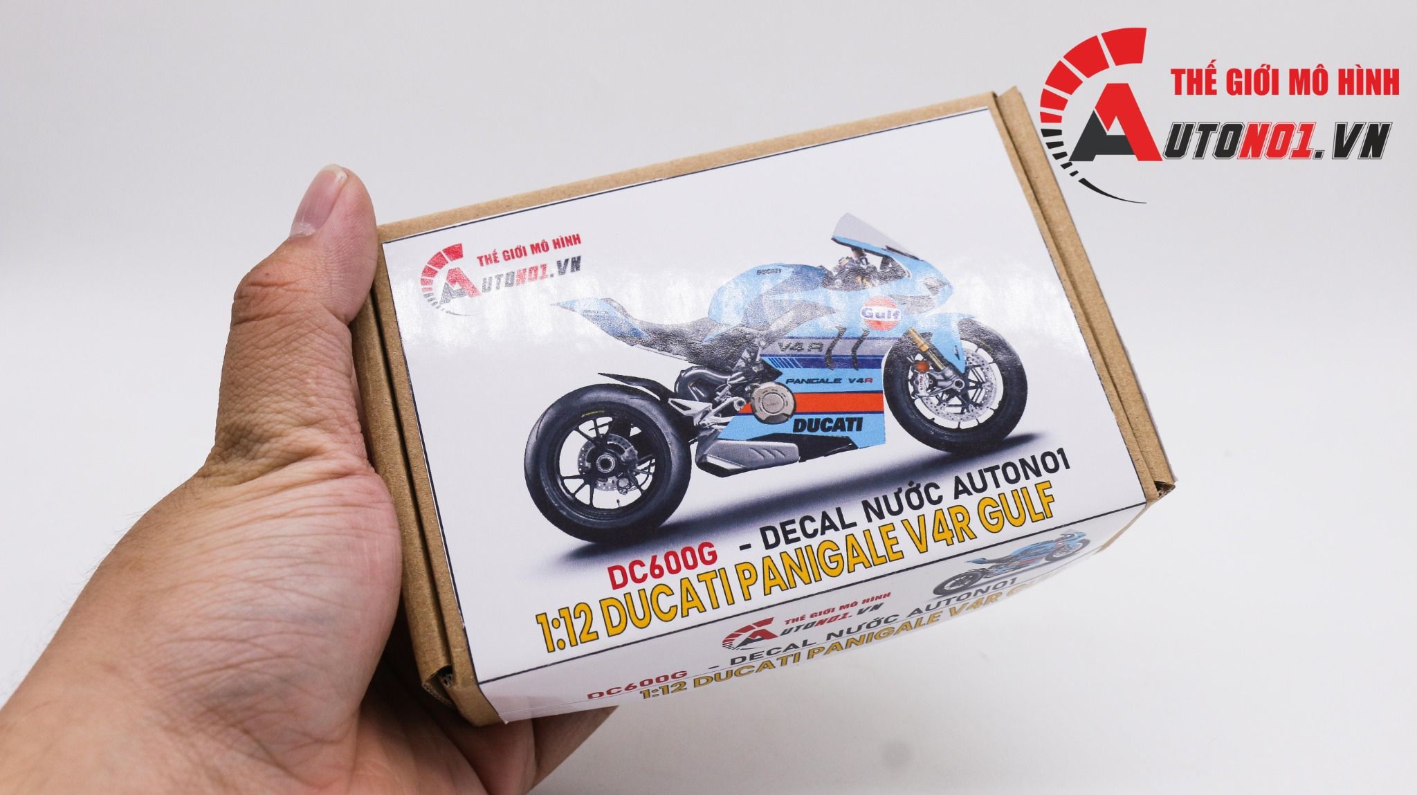  Decal nước độ Ducati Panigale V4S Gulf - Decal fullface Gulf Ducati tỉ lệ 1:12 Autono1 DC600g 