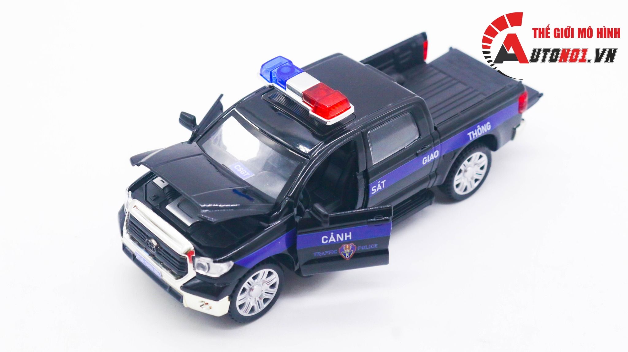 Mô hình xe ô tô độ CSGT Toyota Tundra black tỉ lệ 1:32 henteng Autono1 OT245