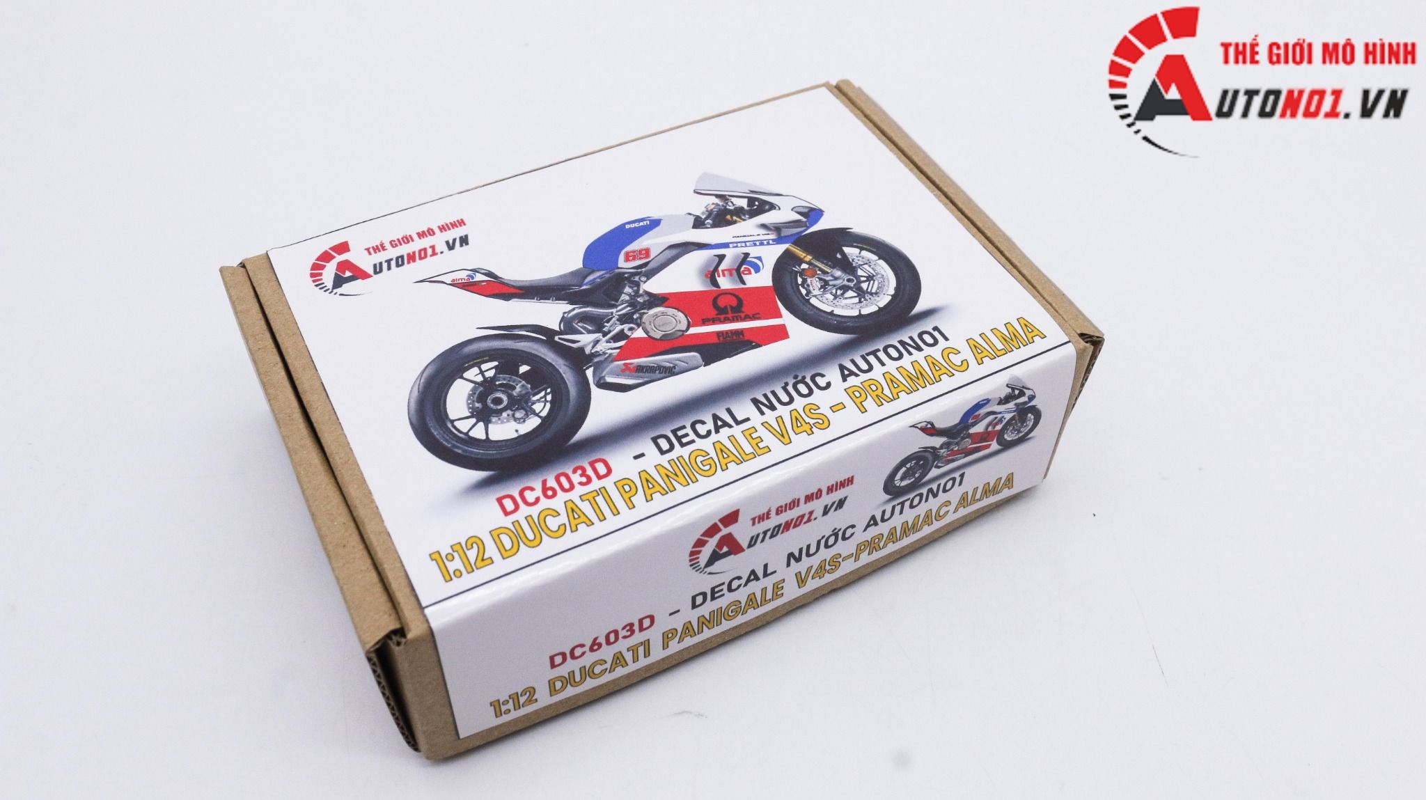  Decal nước độ Ducati Panigale V4S - Pramac Alma tỉ lệ 1:12 Autono1 DC603d 