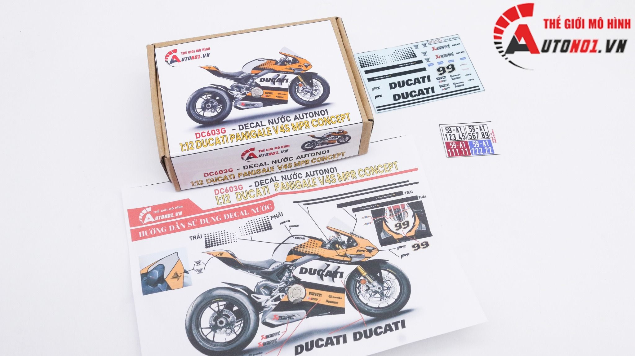  Decal nước độ Ducati Panigale V4S Mpr Concept tỉ lệ 1:12 Autono1 DC603g 