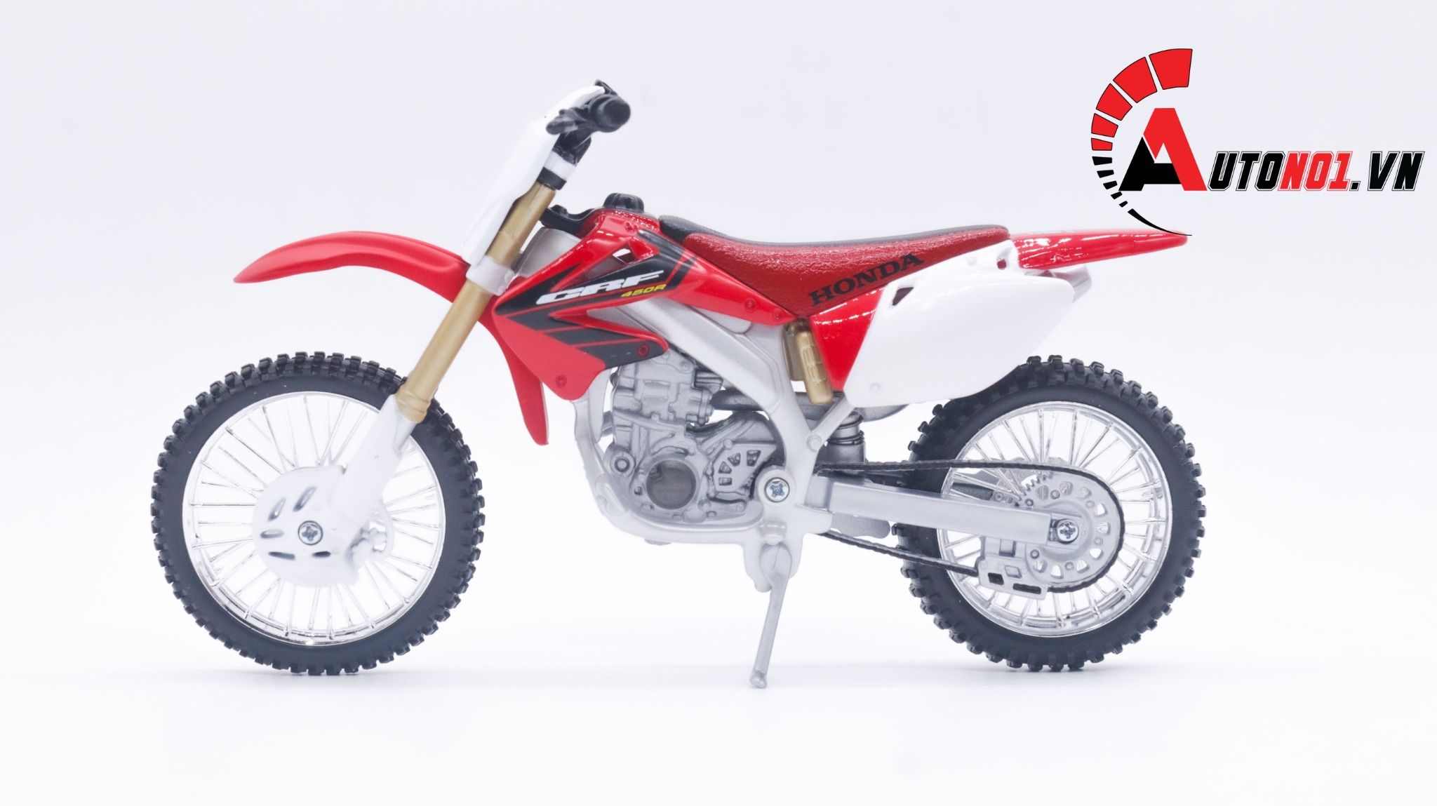  Mô hình xe cào cào Honda CRF450 red white tỉ lệ 1:12 Maisto 5412 