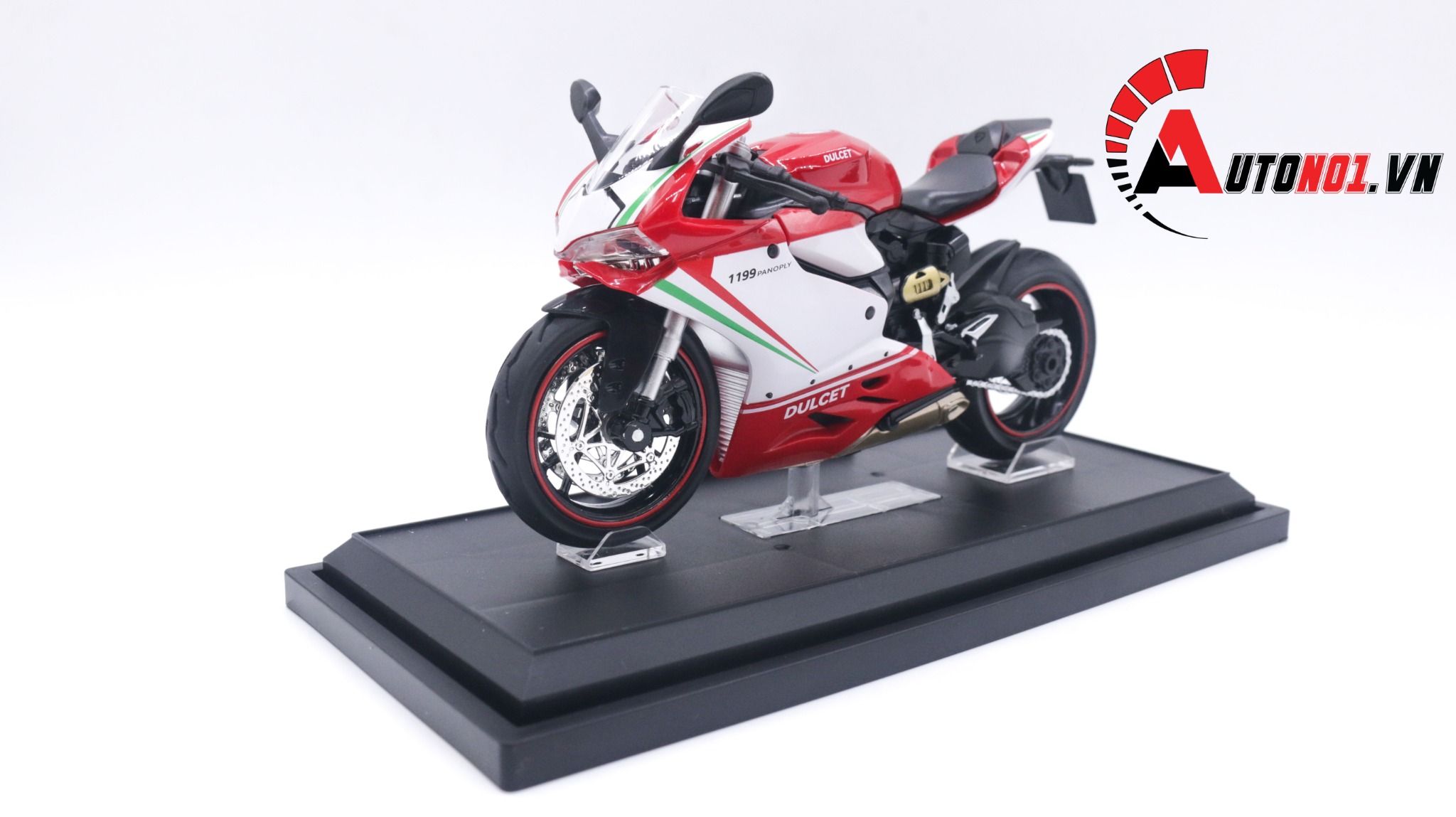 Mô hình xe Ducati 1199 panigale tricolor có đế có ben nâng 1:12 Jiaye Model MT040