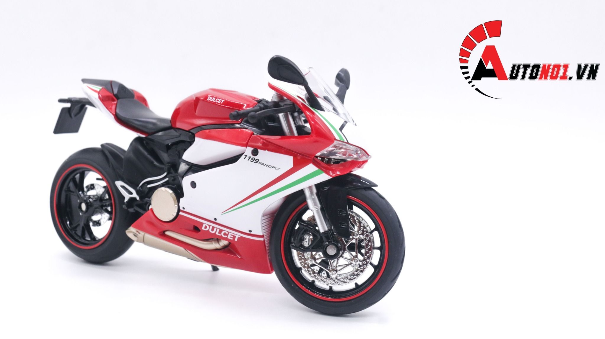  Mô hình xe Ducati 1199 panigale tricolor có đế có ben nâng 1:12 Jiaye Model MT040 