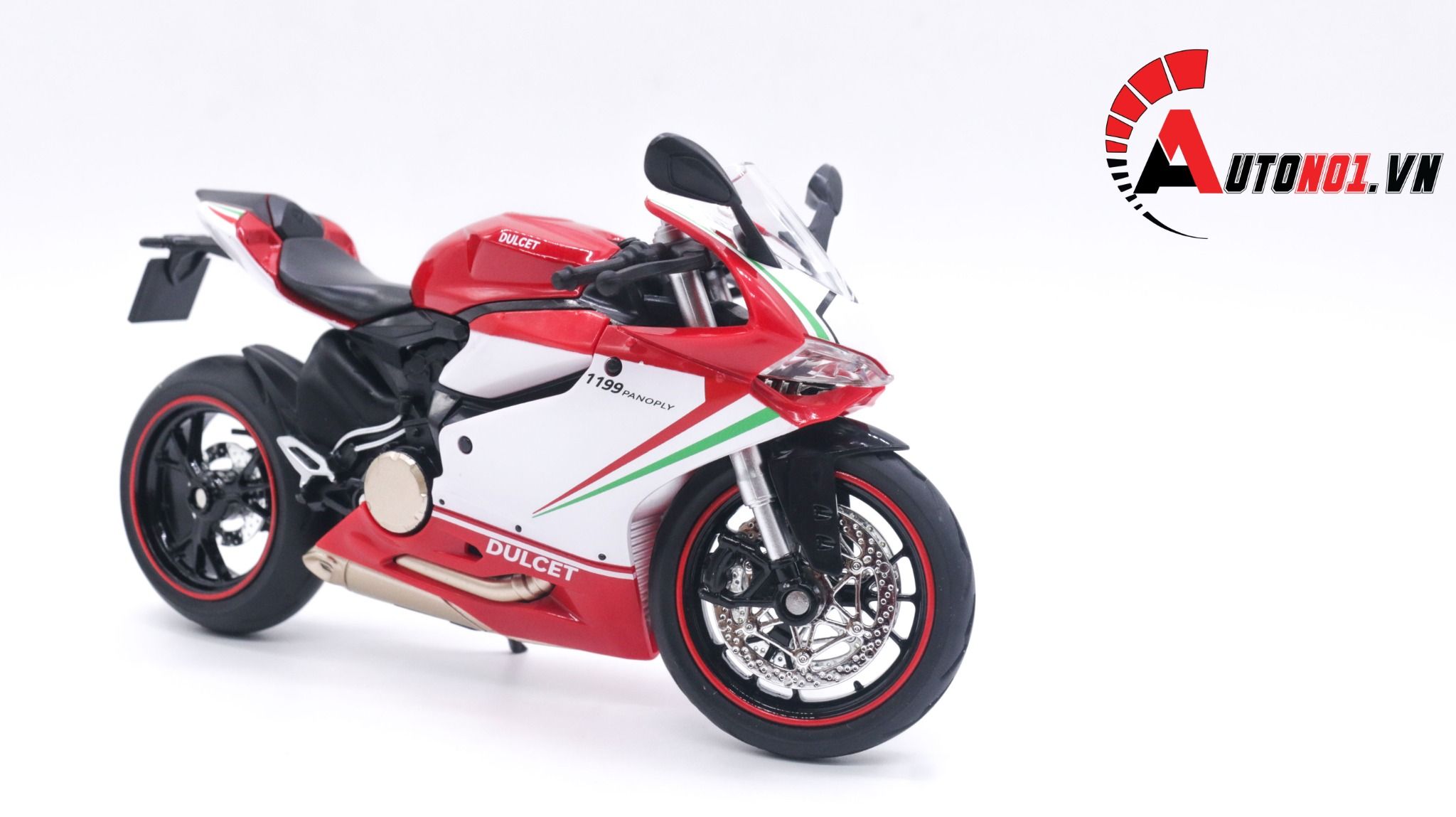 Mô hình xe Ducati 1199 panigale tricolor có đế có ben nâng 1:12 Jiaye Model MT040