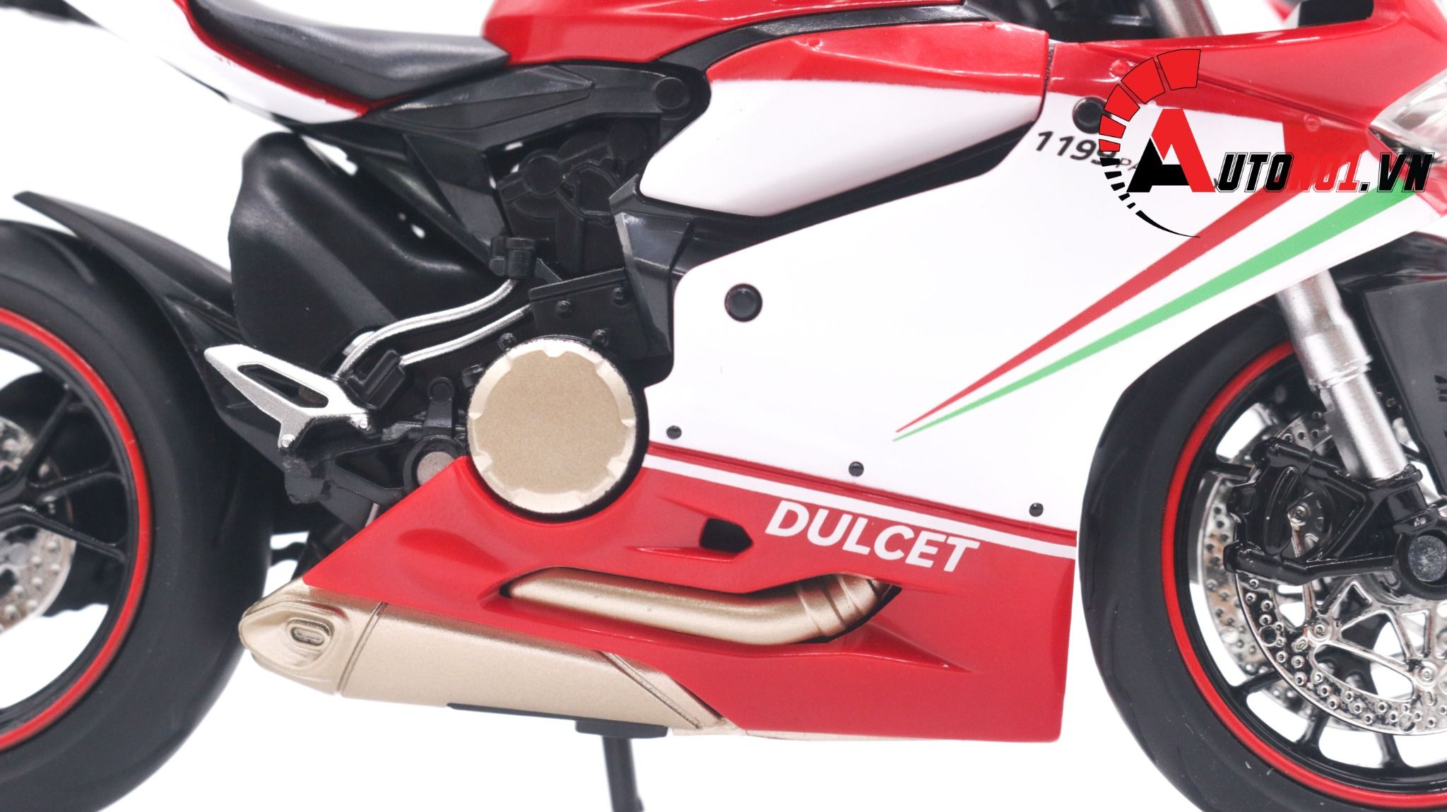 Mô hình xe Ducati 1199 panigale tricolor có đế có ben nâng 1:12 Jiaye Model MT040
