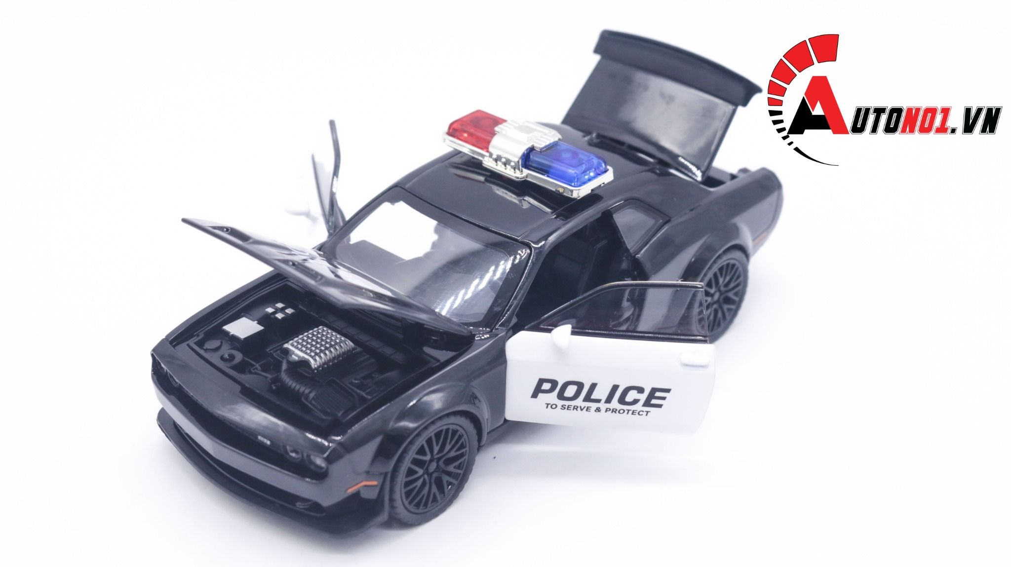  Mô hình xe ô tô Police Dodge Challenger Hellcat tỉ lệ 1:32 Alloy Car OT256 