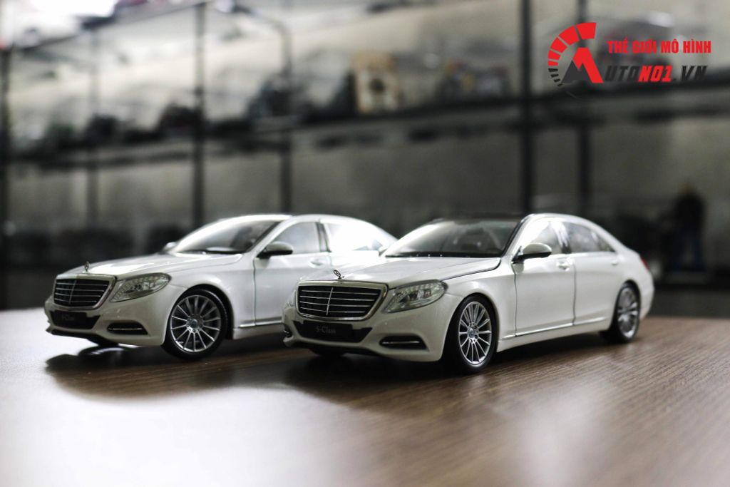 THANH LÝ MÔ HÌNH MERCEDES BENZ S500 SCLASS WHITE 1:24 WELLY LỖI TRÓC SƠN MUI XE - RỘP SƠN CAPO TL216