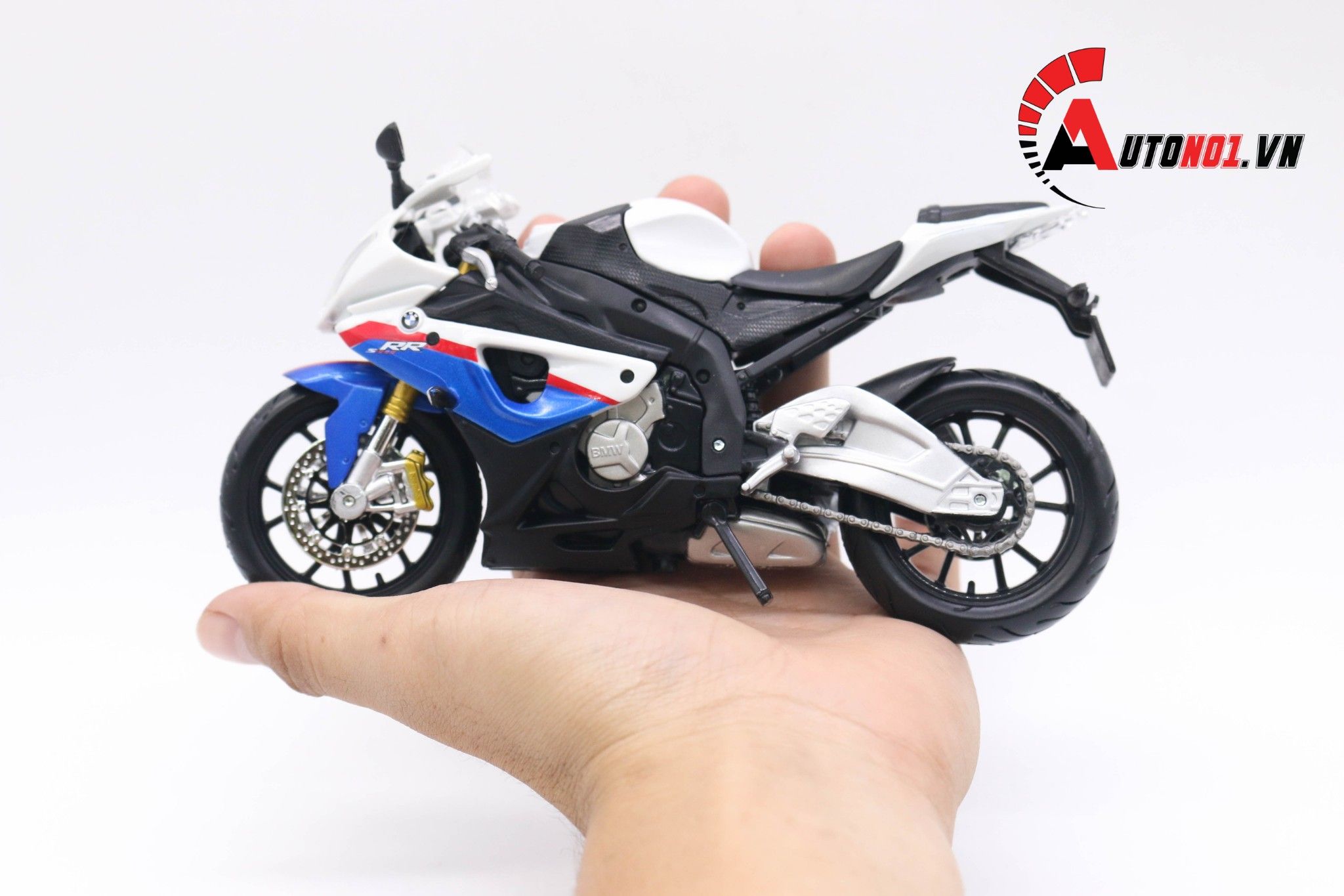  Mô hình xe Bmw s1000rr white blue 1:12 Maisto 1111 