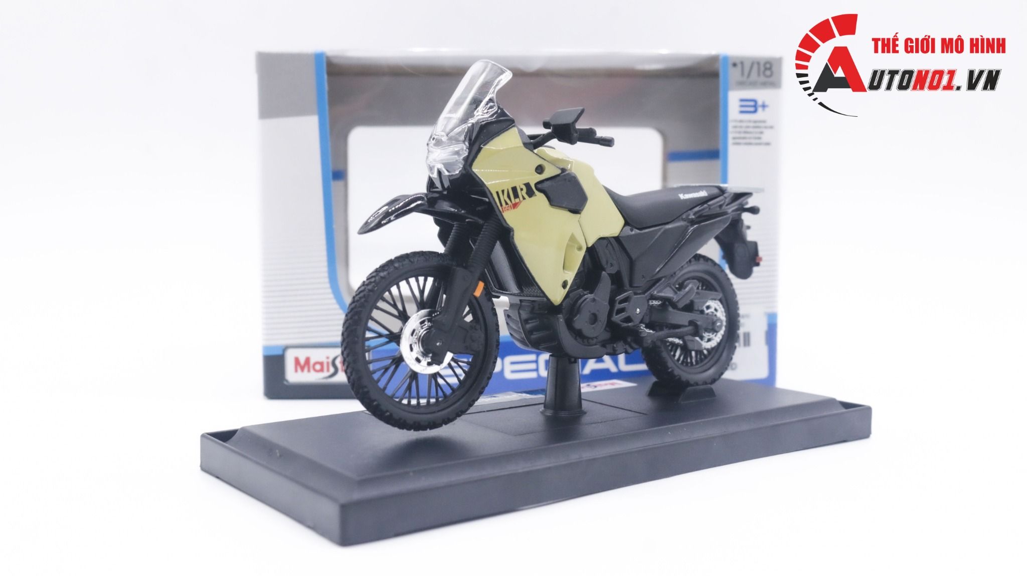 Mô hình xe mô tô Kawasaki KLR650 tỉ lệ 1:18 Maisto MT043