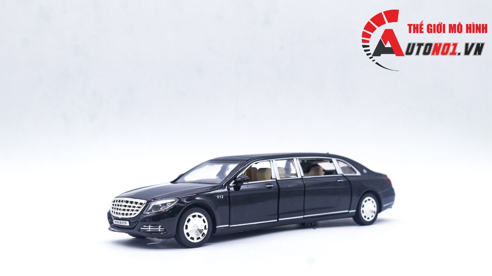 Mô hình xe Mercedes Maybach S600 Pullman tỉ lệ 1:32 Miniauto 3221A 3221B OT279