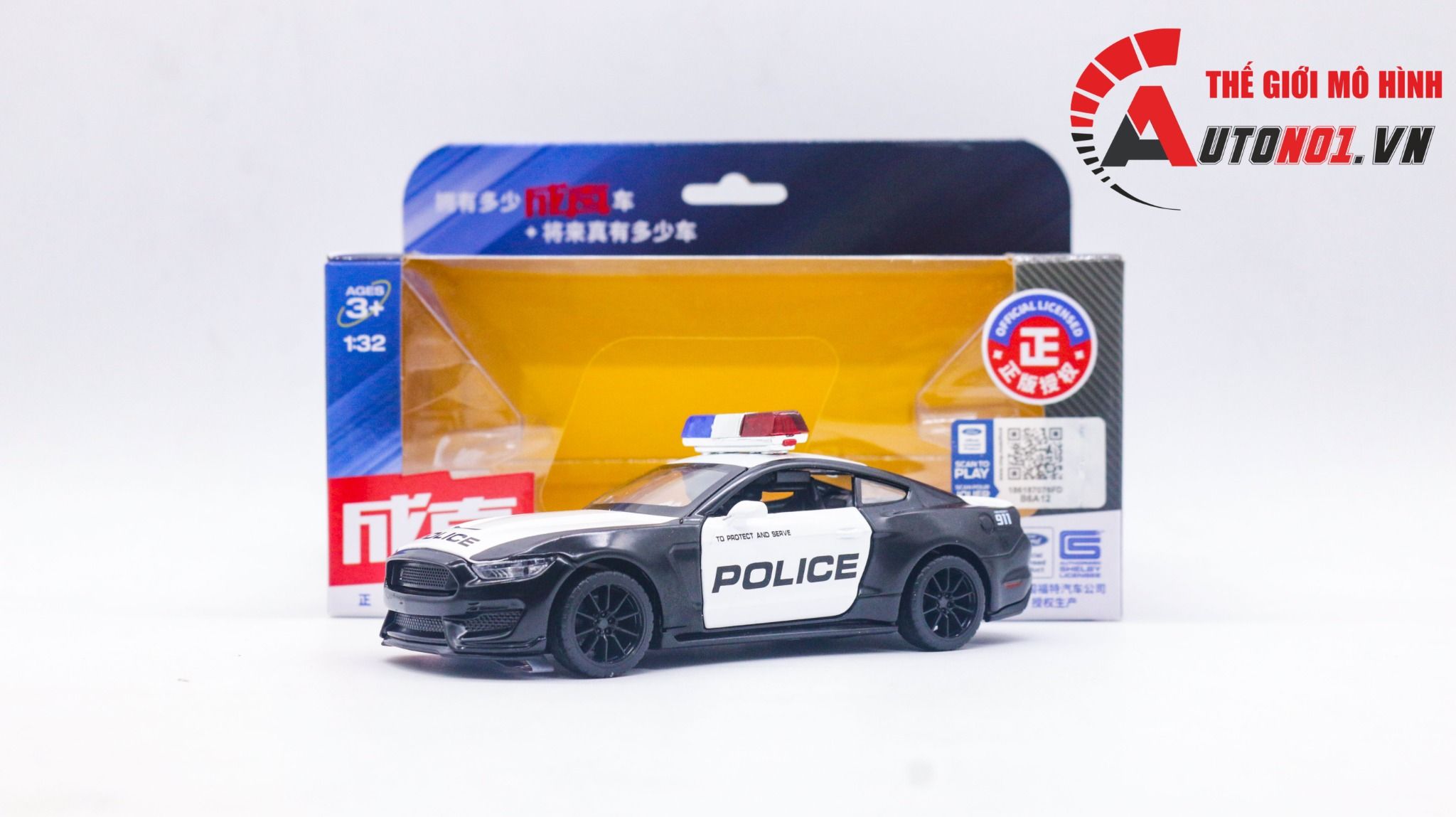 Mô hình xe Ford Mustang Shelby cobra police 911 tỉ lệ 1:32 Caipo 88397 OT275