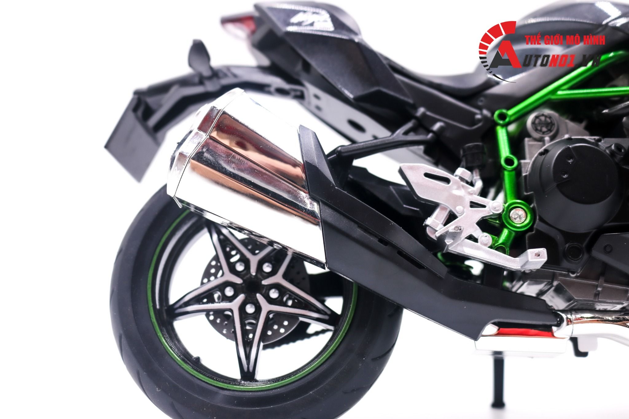 Mô hình xe Kawasaki Ninja H2 H2R tỉ lệ 1:9 Huayi Alloy 8134