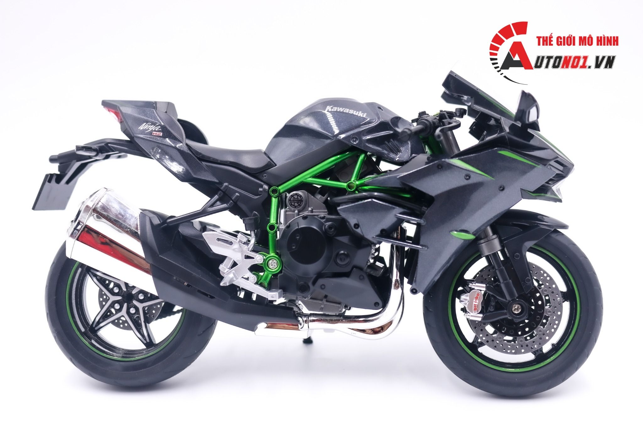  Mô hình xe Kawasaki Ninja H2 H2R tỉ lệ 1:9 Huayi Alloy 8134 