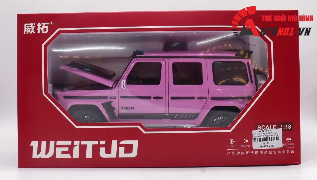 MÔ HÌNH XE MERCEDES-BRABUS G700 PINK 1:18 WEITUG 7829B