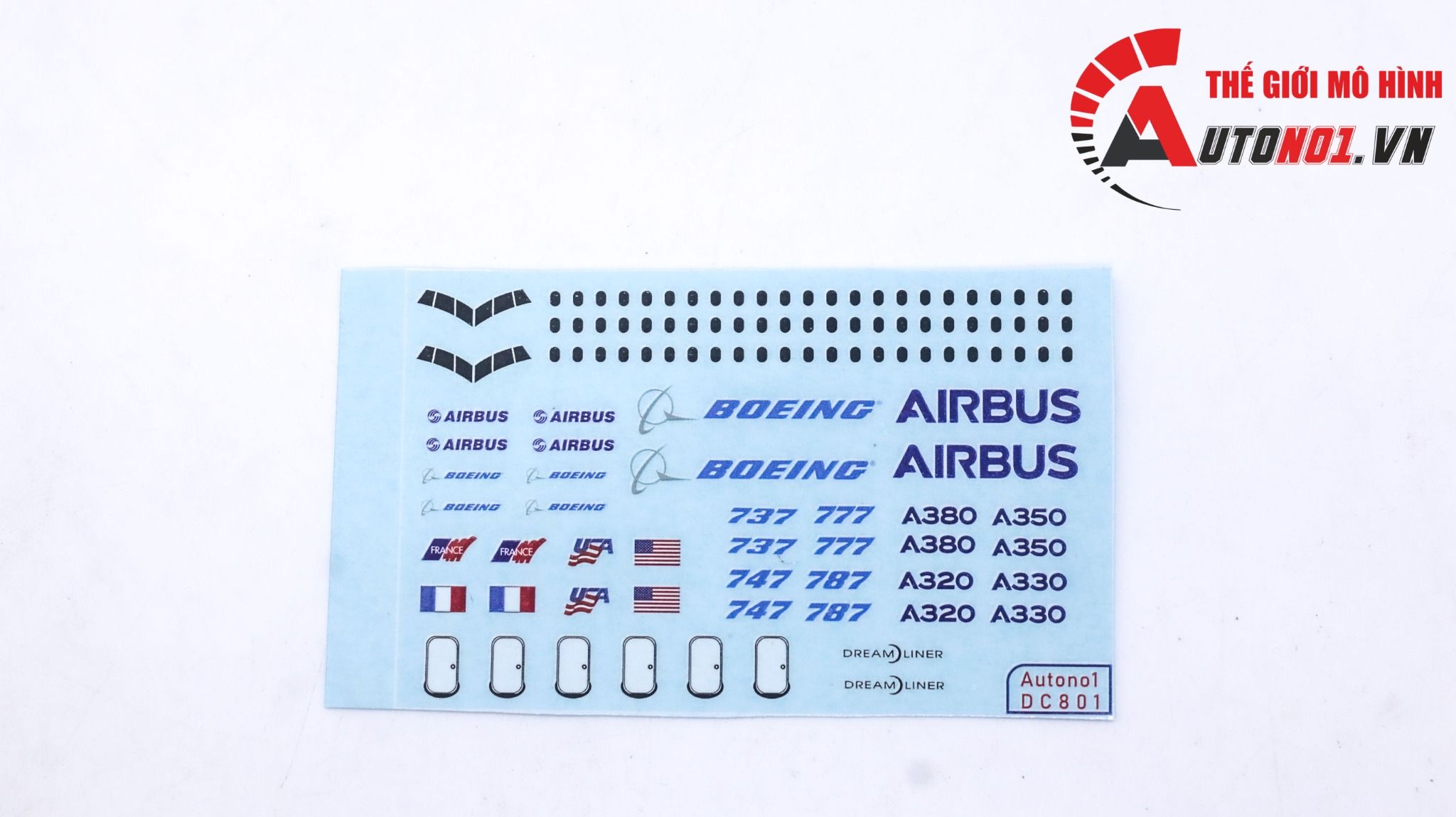  Decal nước mô hình máy bay Boeing- Airbus dán mọi nền màu Autono1 DC801 