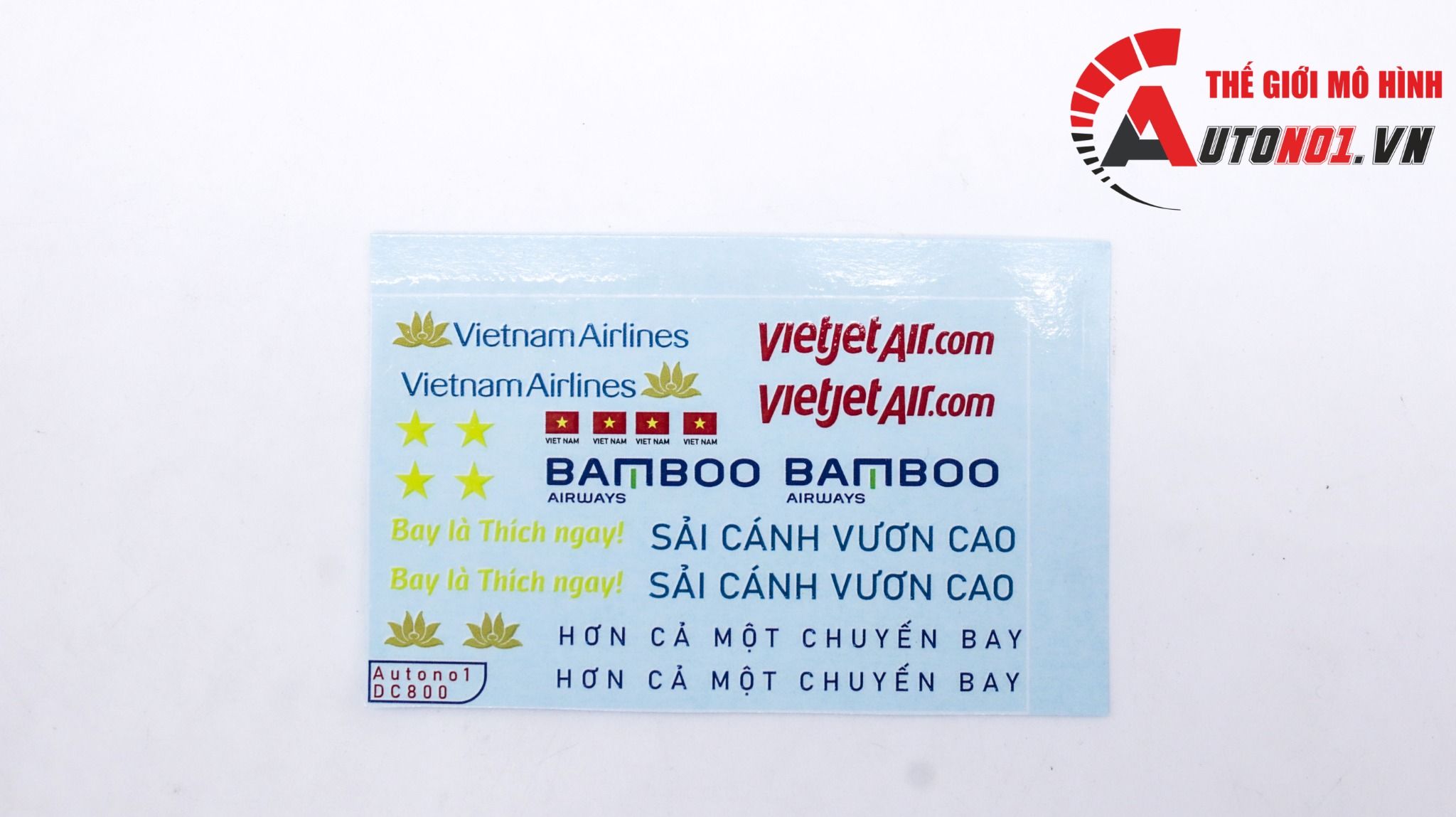 Decal nước mô hình máy bay Vietnam airline-Vietjet-Bamboo-Việt Nam dán mọi nền màu Autono1 DC800