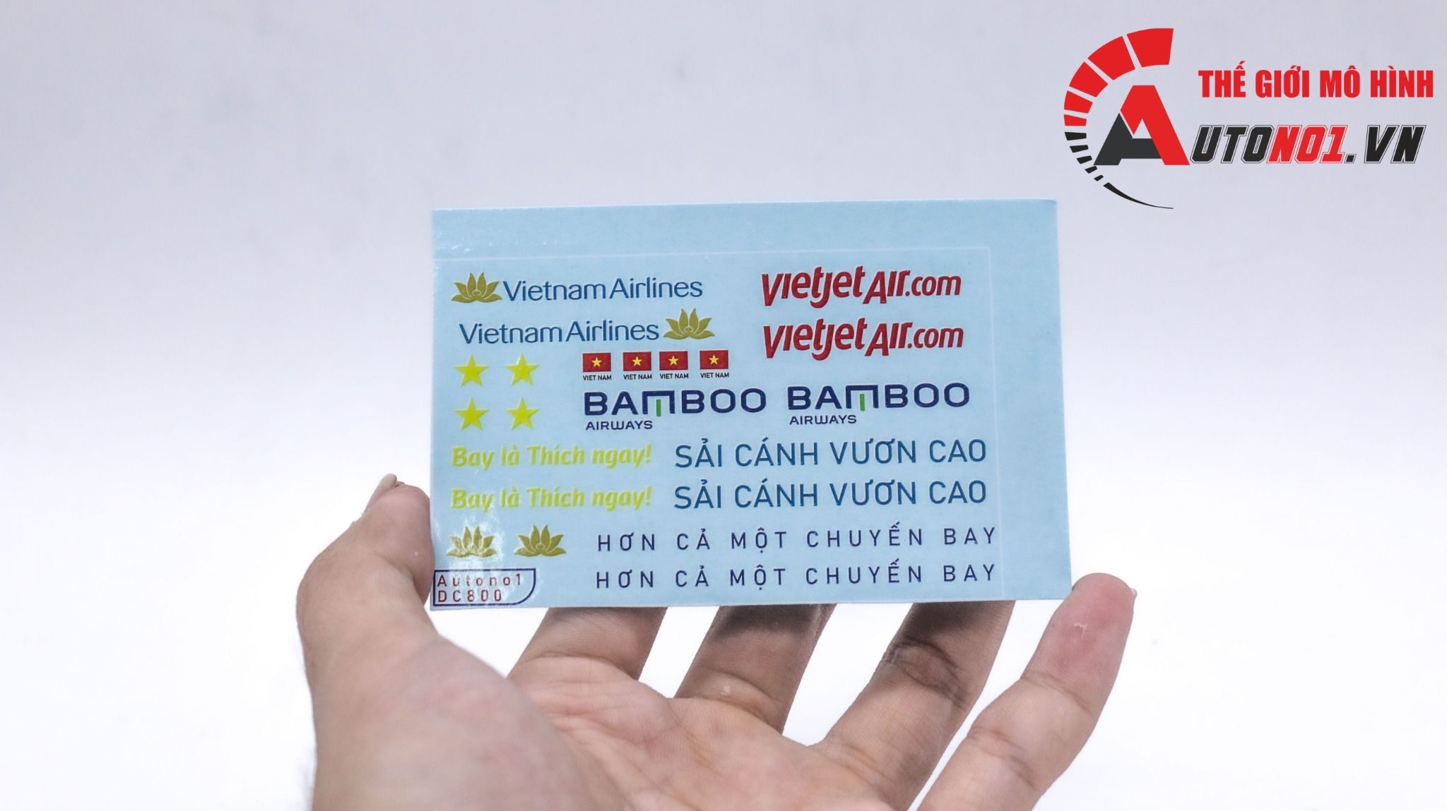 Decal nước mô hình máy bay Vietnam airline-Vietjet-Bamboo-Việt Nam dán mọi nền màu Autono1 DC800