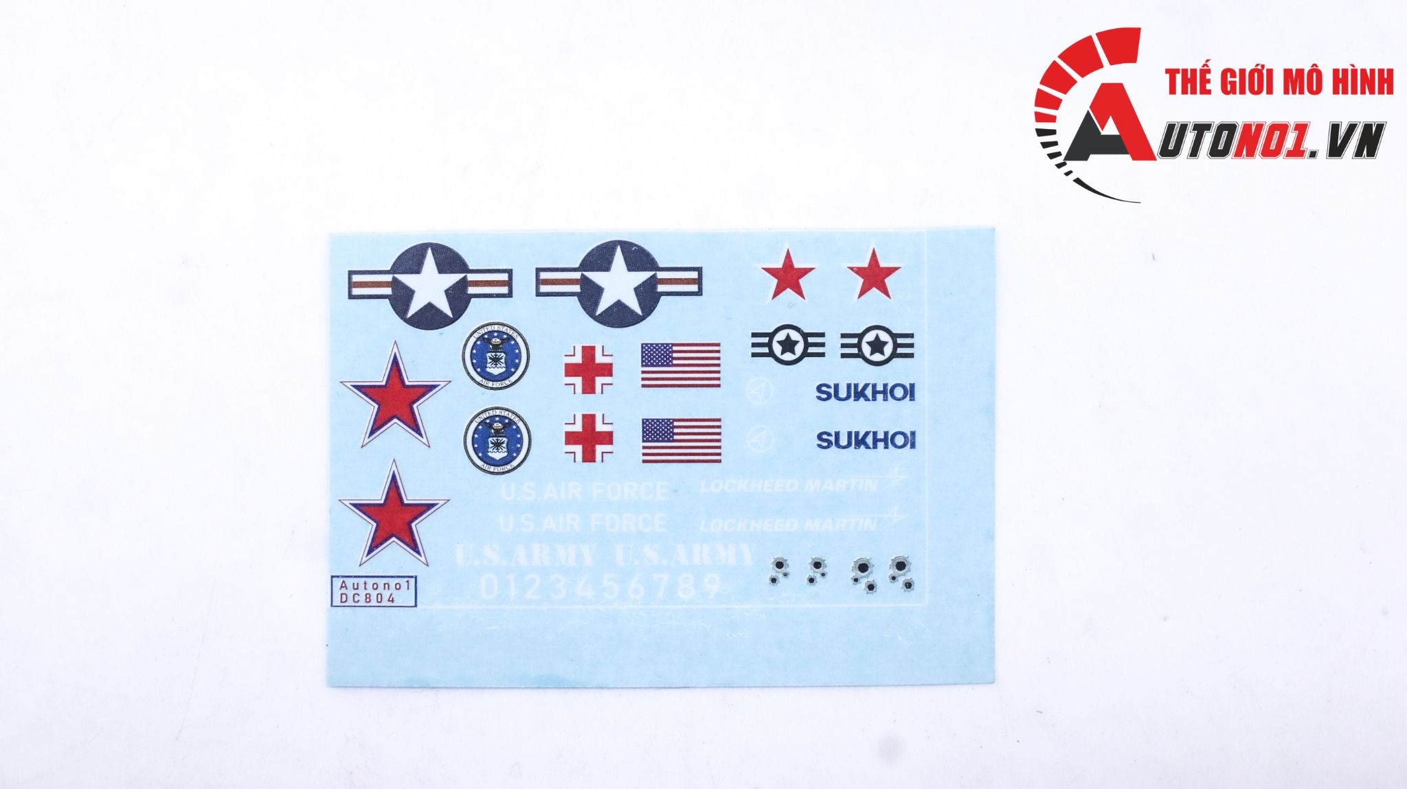 Decal nước mô hình máy bay Quân sự dán mọi nền màu Autono1 DC804