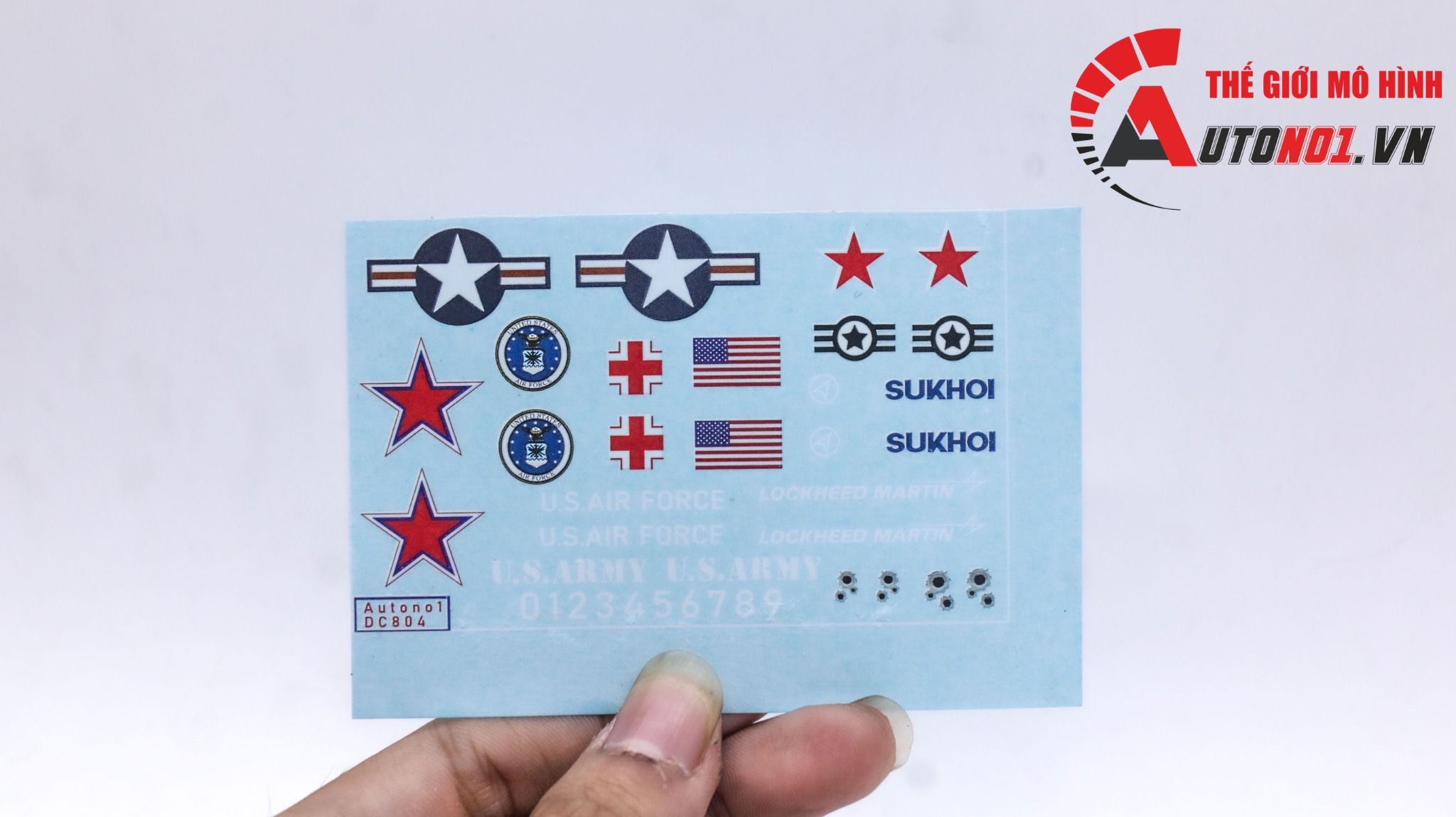 Decal nước mô hình máy bay Quân sự dán mọi nền màu Autono1 DC804