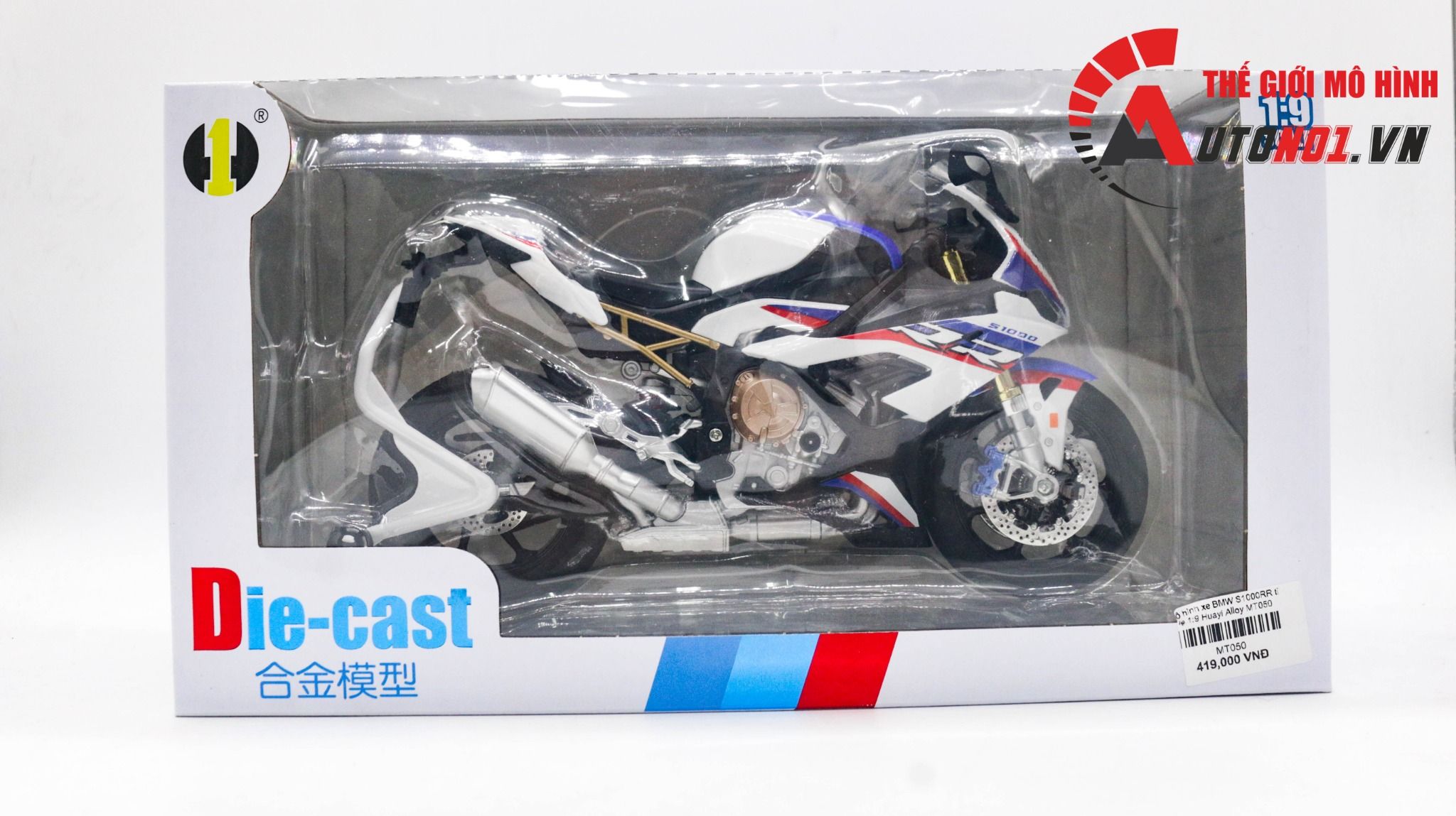 Mô hình xe BMW S1000RR tỉ lệ 1:9 Huayi Alloy MT050