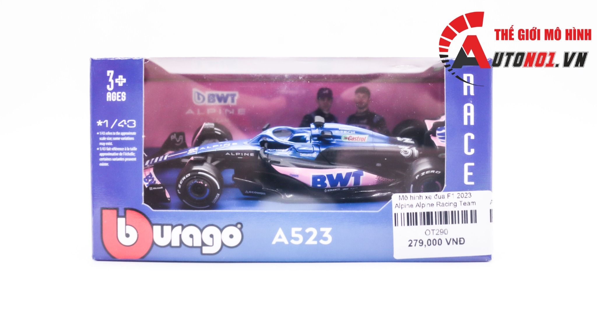 Mô hình xe đua BWT F1 2023 Alpine Alpine Racing Team #31 - #10 tỉ lệ 1:43 Bburago OT290 18-38172