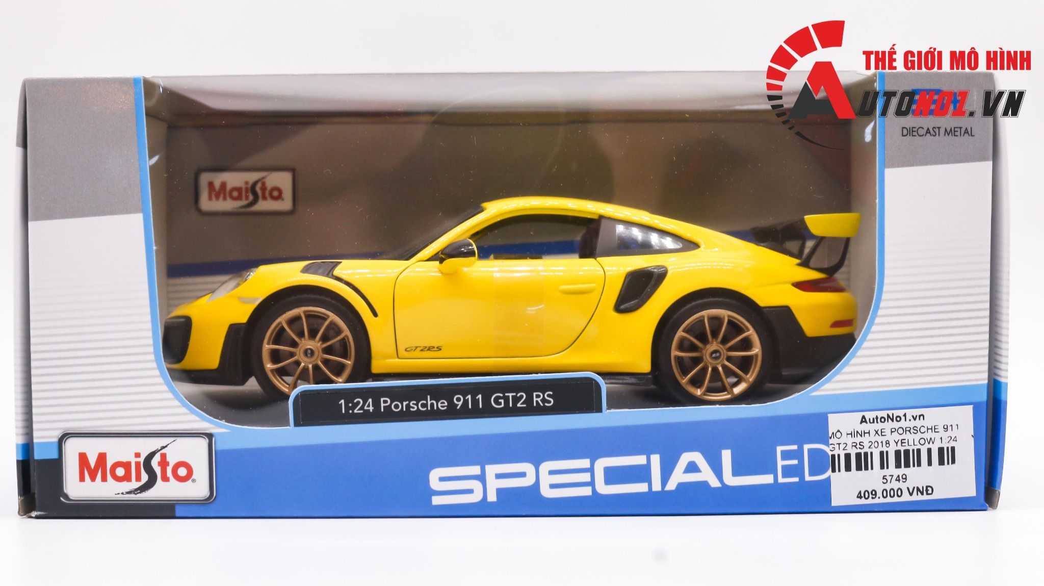 Mô hình xe Porsche 911 Gt2 Rs 2018 Yellow 1:24 Maisto OT617
