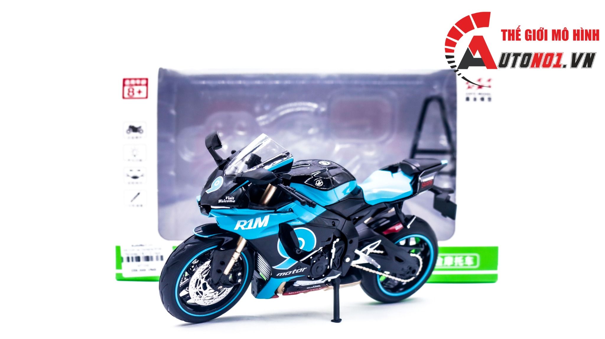 Mô hình xe Yamaha R1M Petronas tỉ lệ 1:12 Jiaye Model MT056