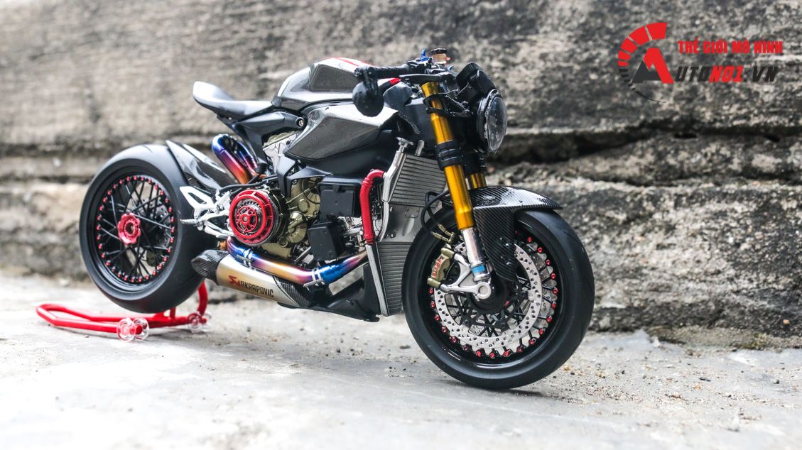  Mô hình xe cao cấp Ducati 1199 Panigale Cafe Racer grey cao cấp độ nồi khô ghi đông mâm căm 1:12 Tamiya D201 