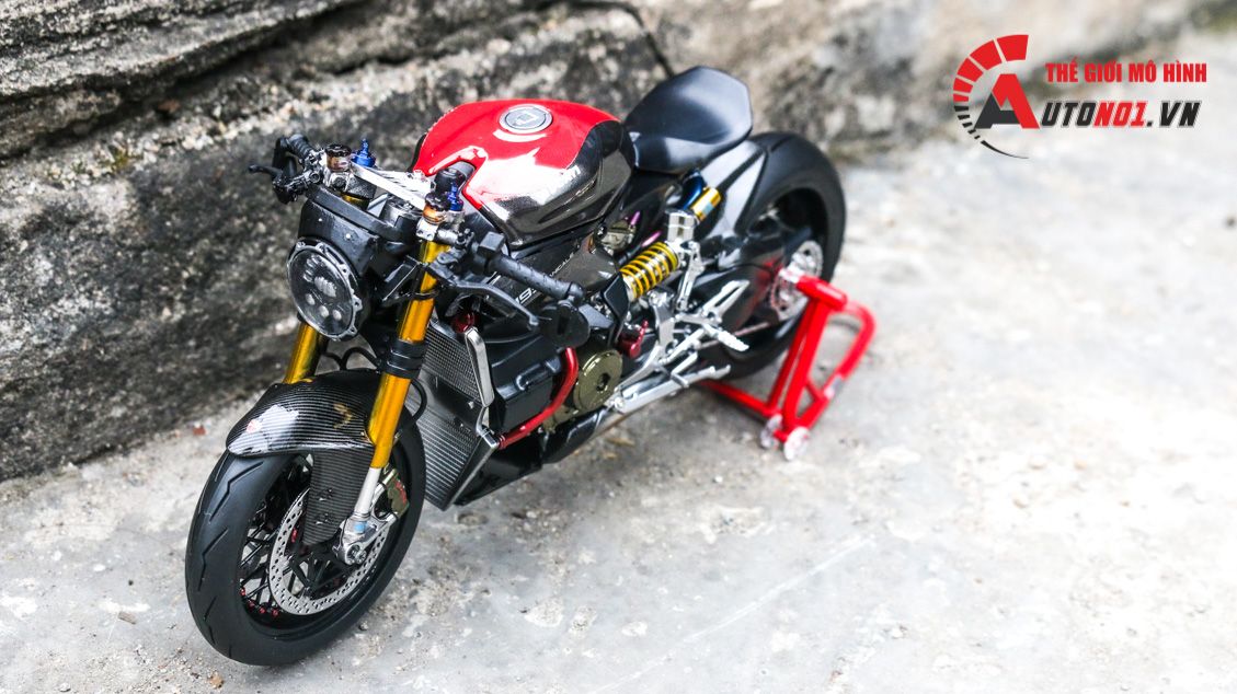  Mô hình xe cao cấp Ducati 1199 Panigale Cafe Racer grey cao cấp độ nồi khô ghi đông mâm căm 1:12 Tamiya D201 