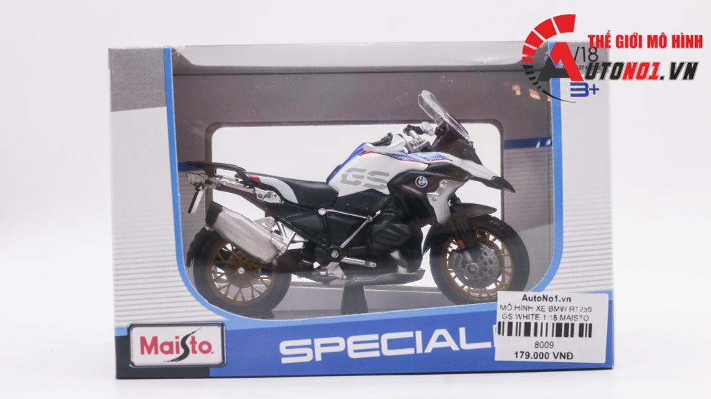 MÔ HÌNH XE BMW R1250 GS WHITE 1:18 MAISTO 8009