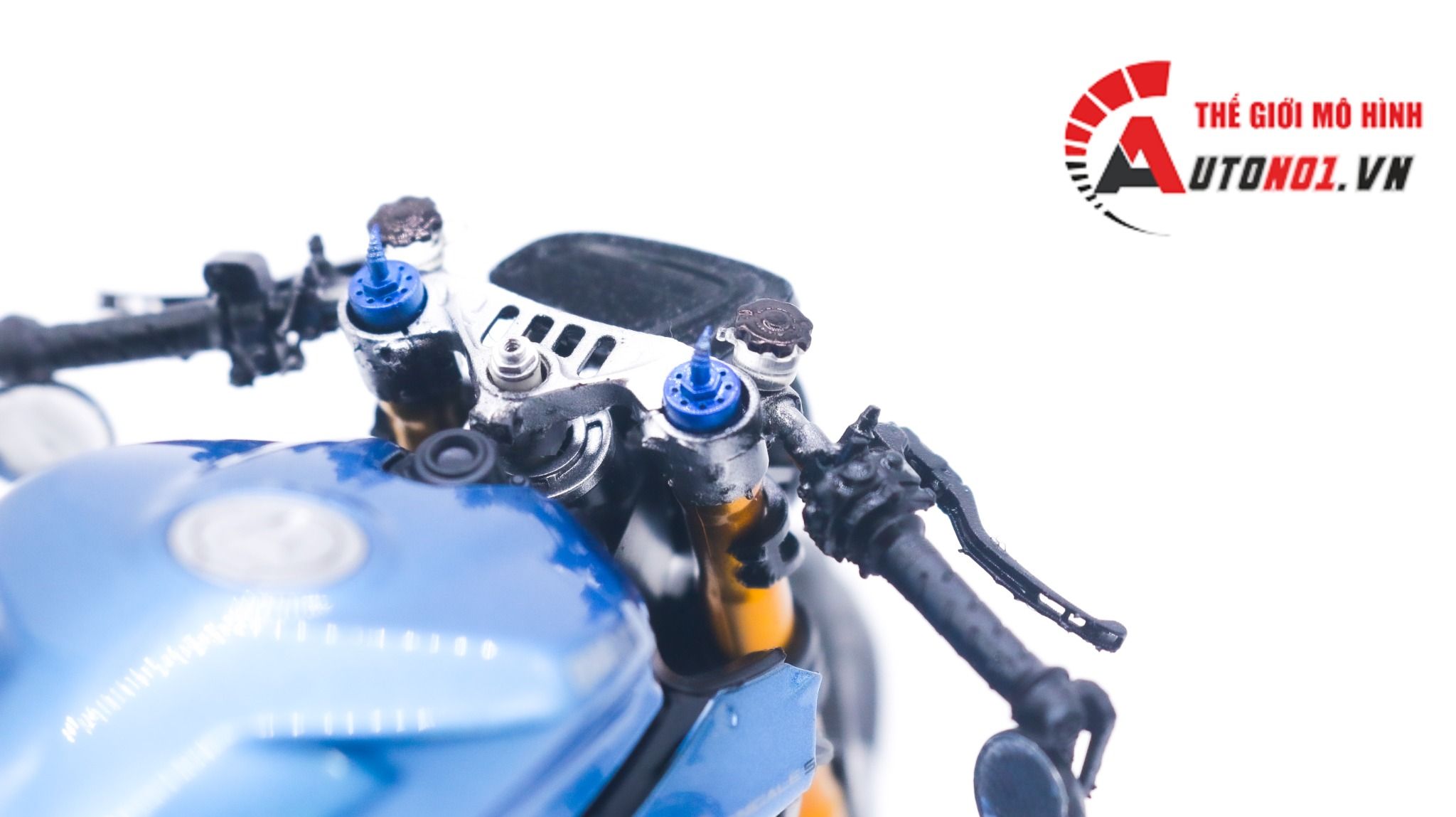  Mô hình xe cao cấp Ducati 1199 Panigale Cafe Racer blue cao cấp nồi khô ghi đông mâm căm 1:12 Tamiya D201 