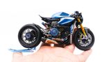  Mô hình xe cao cấp Ducati 1199 Panigale Cafe Racer blue cao cấp nồi khô ghi đông mâm căm 1:12 Tamiya D201 