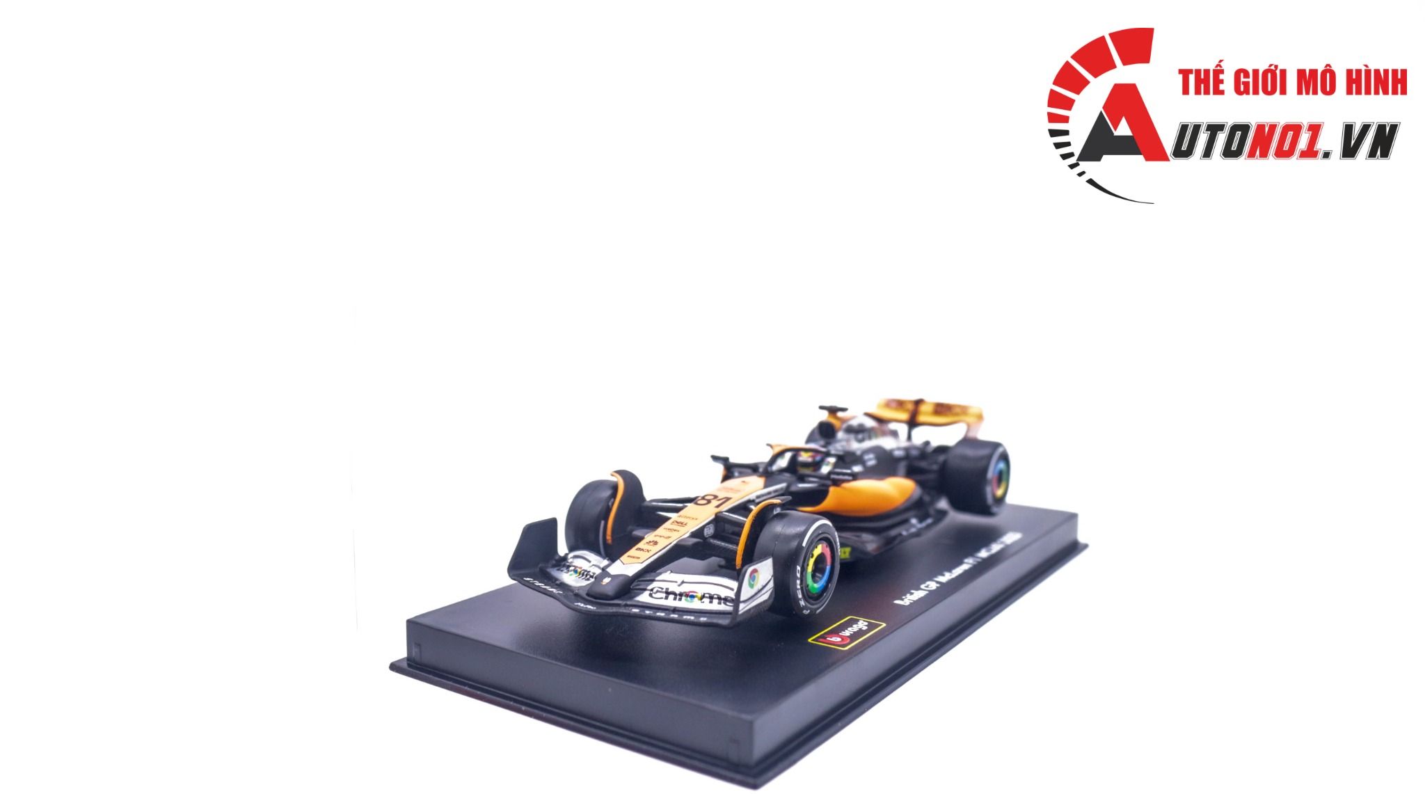 Mô hình xe đua F1 Formula Mclaren MCL60 2023 hộp mica có figure tỉ lệ 1:43 Bburago OT322