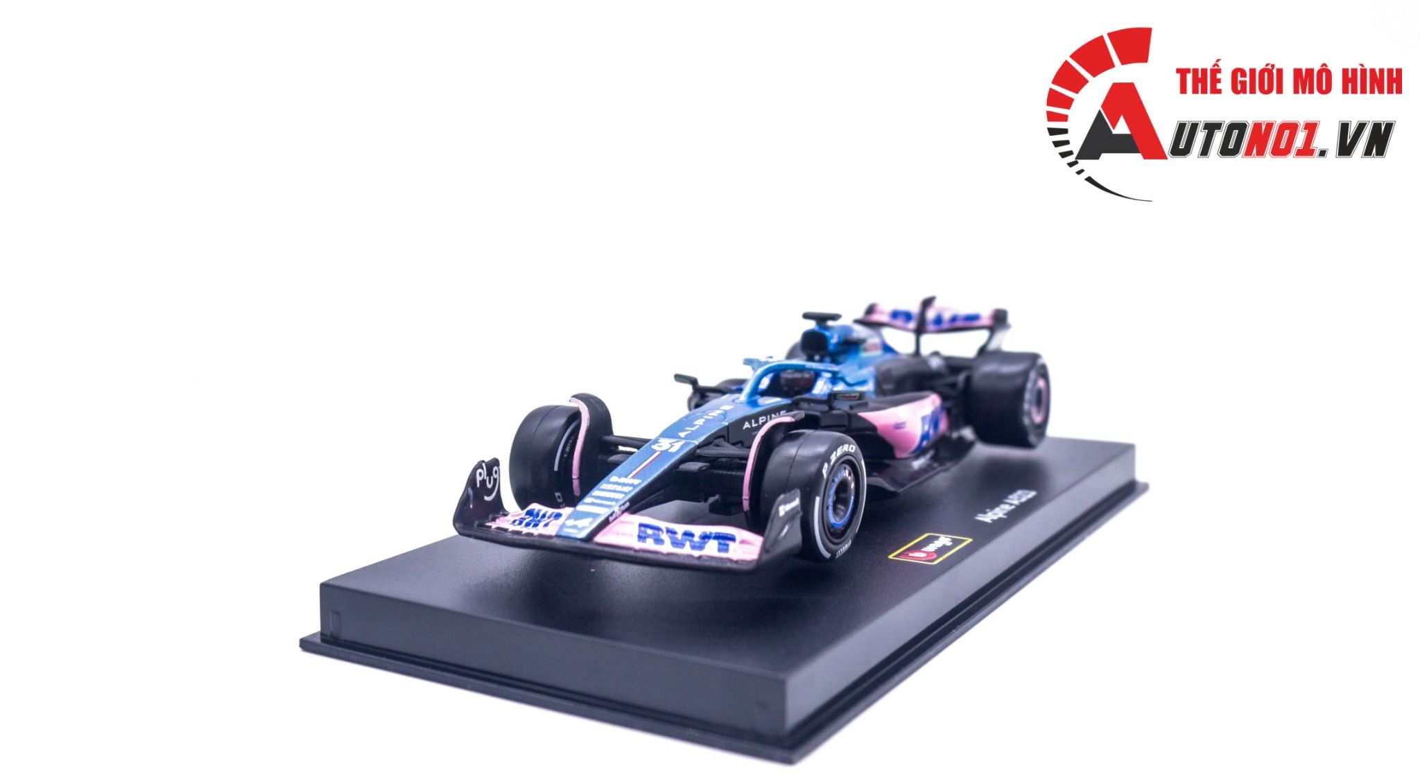 Mô hình xe đua F1 Formula BWT Alpine 2023 hộp mica có figure tỉ lệ 1:43 Bburago OT325