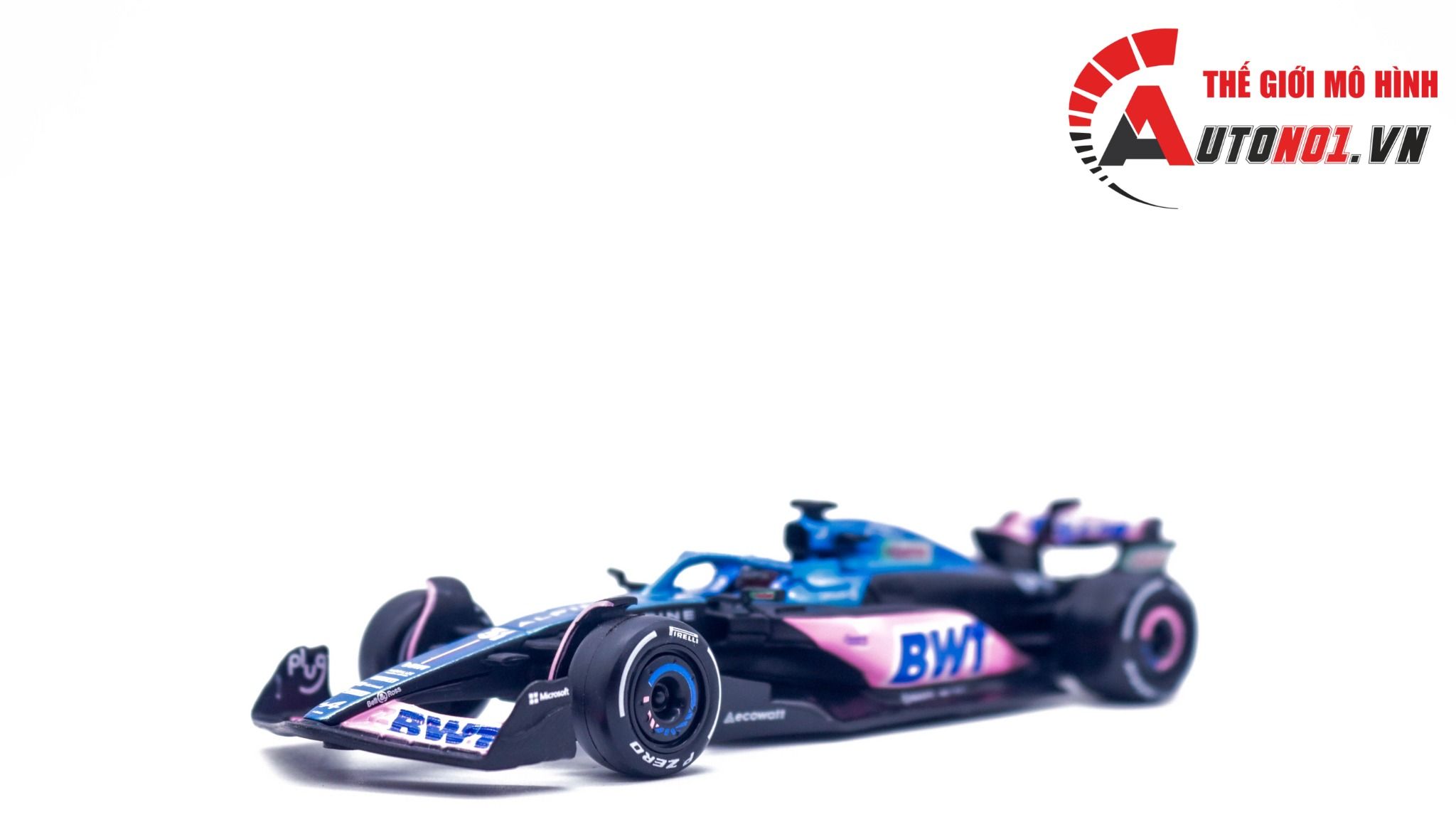 Mô hình xe đua F1 Formula BWT Alpine 2023 hộp mica có figure tỉ lệ 1:43 Bburago OT325