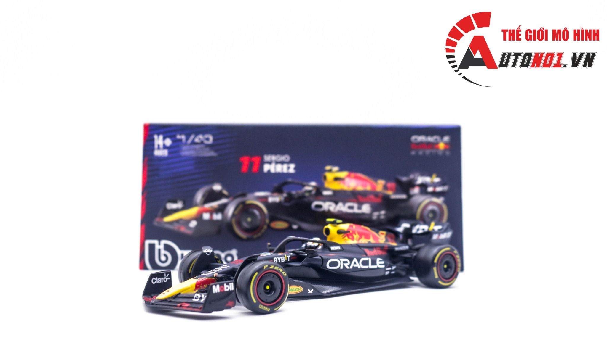 Mô hình xe đua F1 Formula Honda Red bull 2023 RB19 hộp mica có figure tỉ lệ 1:43 Bburago 18-38083 OT321